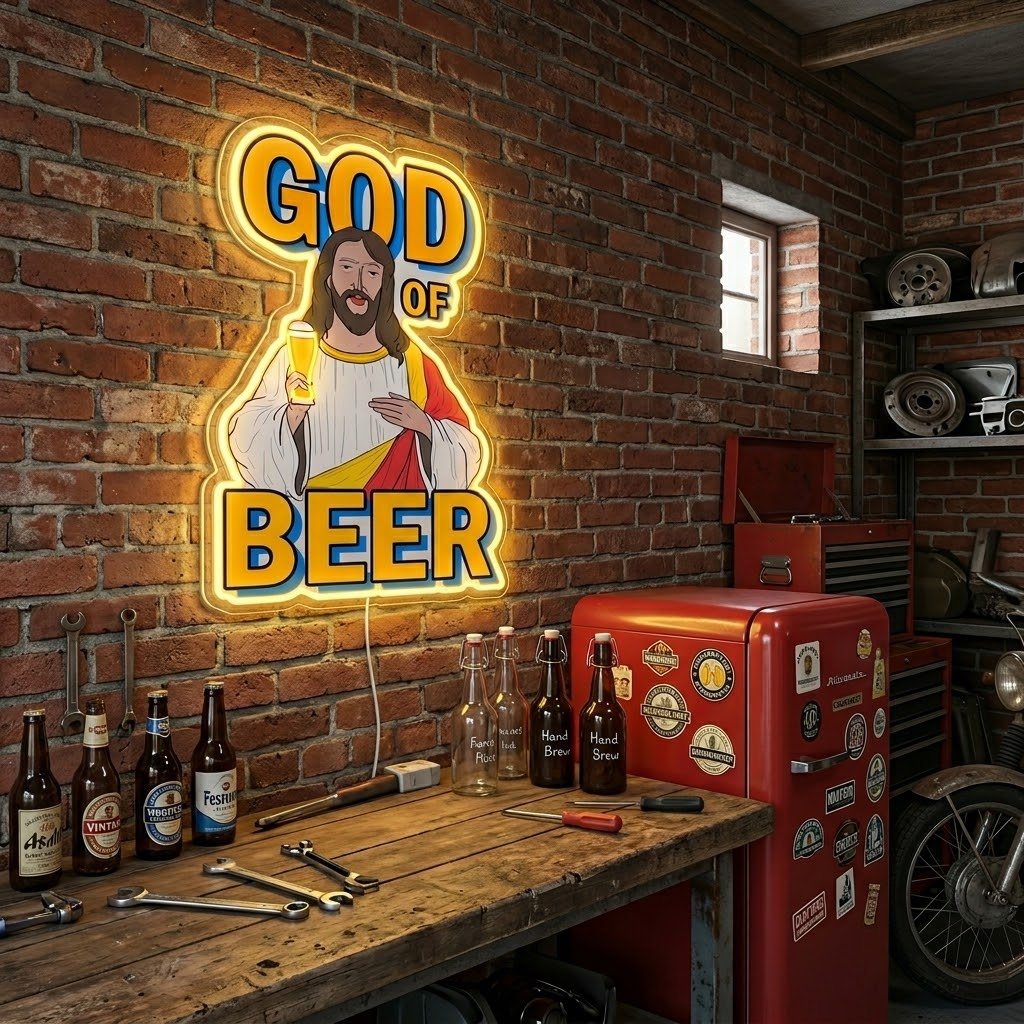 ShineNeon™ God Says Beer Funny Quote Neon Sign USB Power - Shineneon