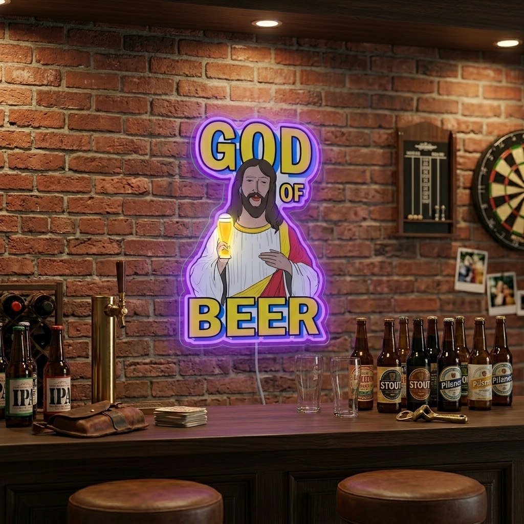 ShineNeon™ God Says Beer Funny Quote Neon Sign USB Power - Shineneon