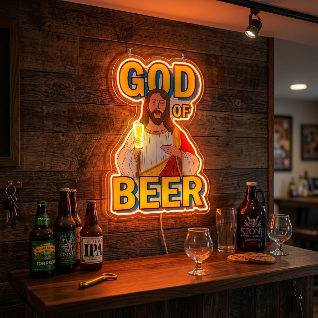 ShineNeon™ God Says Beer Funny Quote Neon Sign USB Power - Shineneon