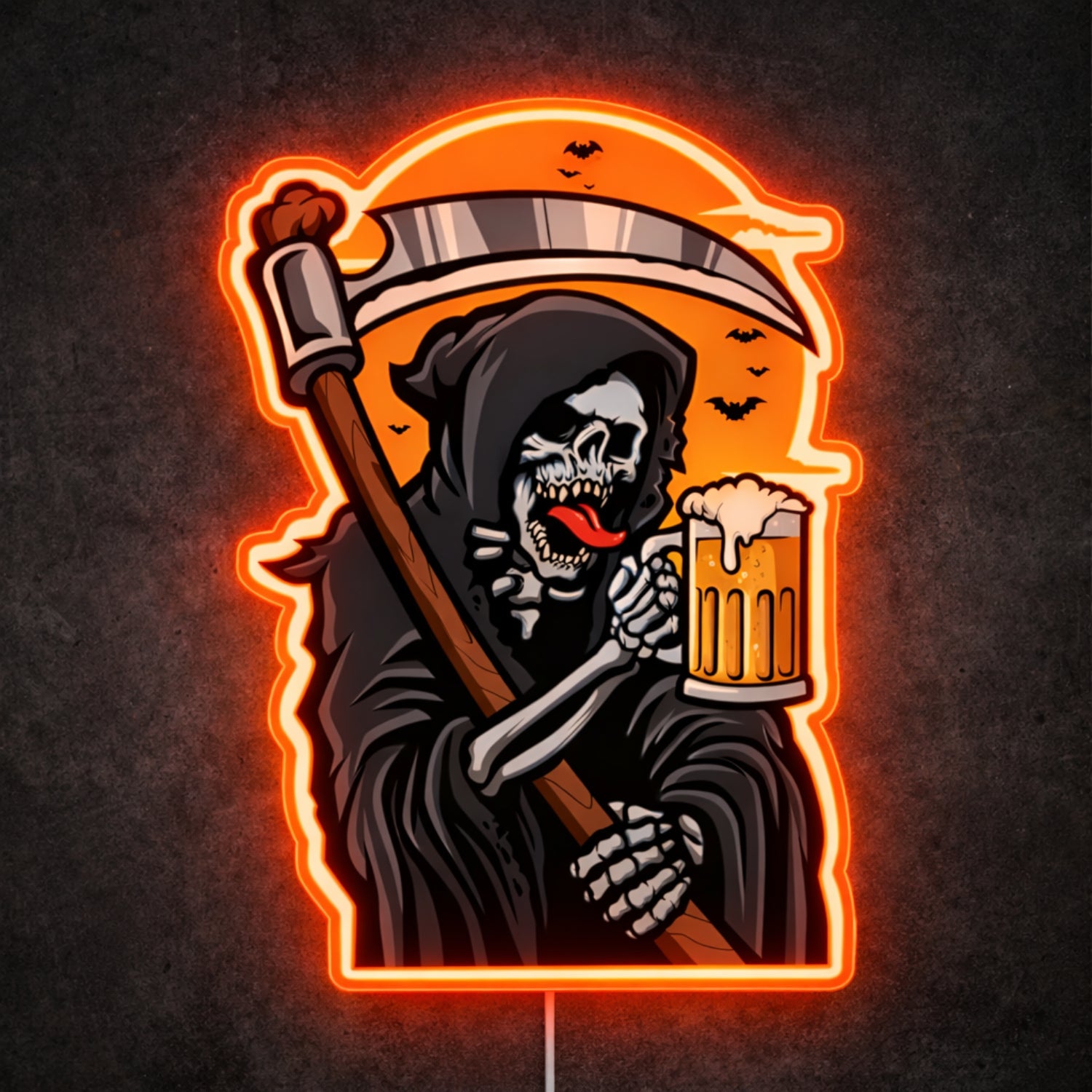 ShineNeon™ Grim Reaper Beer Neon Sign Gothic Halloween Man Cave Decor USB Power Neon Sign - Shineneon