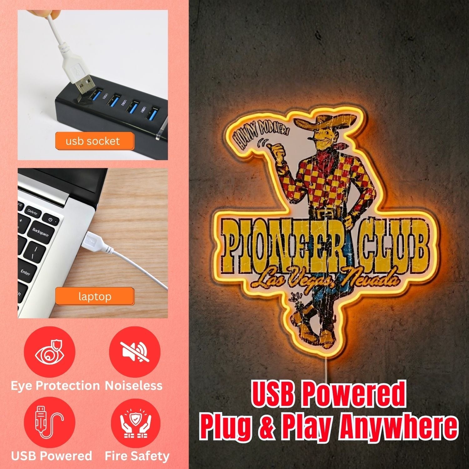 ShineNeon™ Hanging Cowboy neon sign USB Power - Shineneon