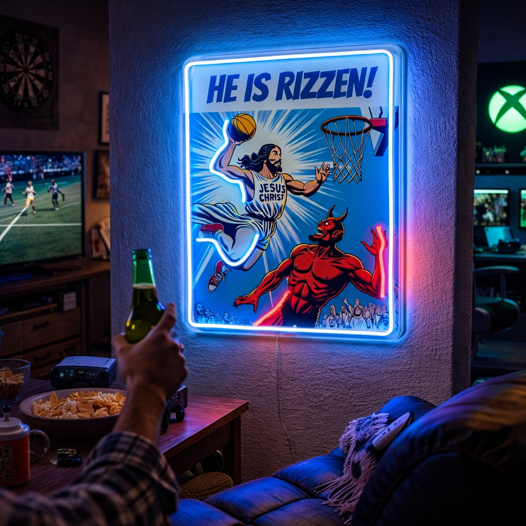 ShineNeon™ He Is Rizzin Comic Poster Neon Sign USB Power - Shineneon
