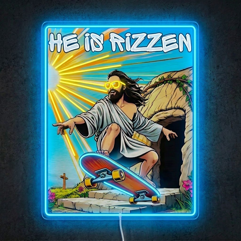 ShineNeon™ He Is Rizzin Vintage Poster Neon Sign USB Power - Shineneon