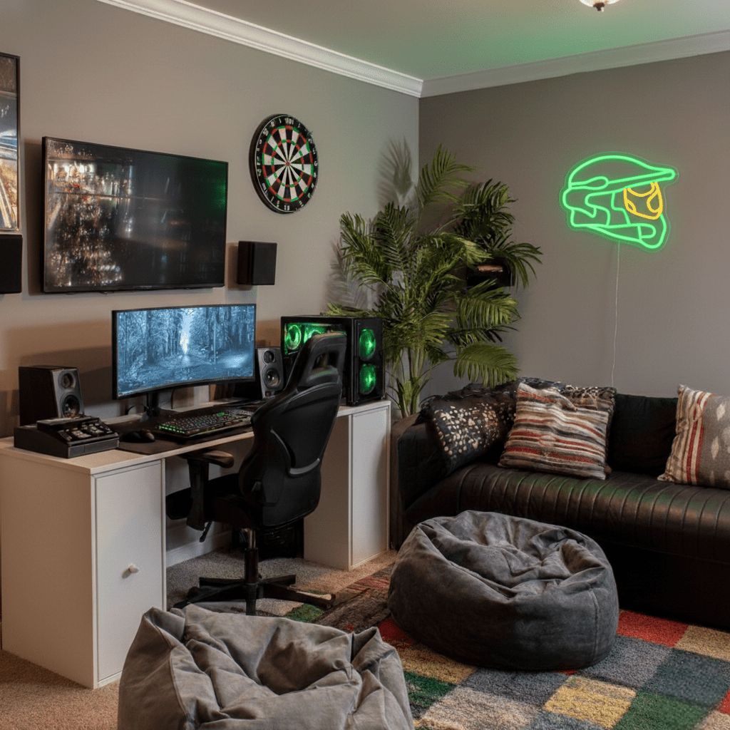 ShineNeon™ Helmet Neon Sign – Cool Gamer & Sports Decor for Man Cave, Game Room, or Office - Shineneon