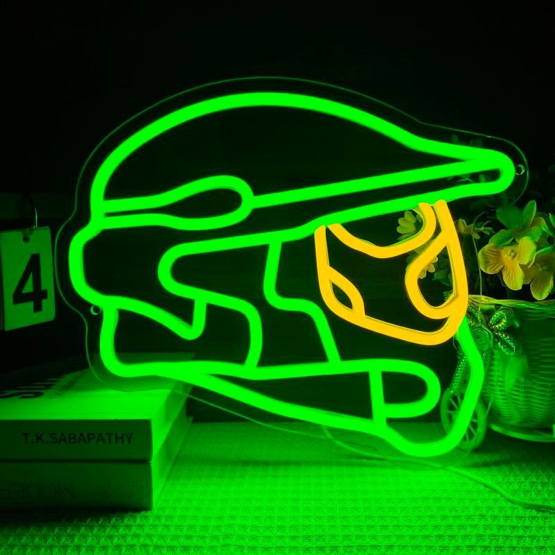 ShineNeon™ Helmet Neon Sign – Cool Gamer & Sports Decor for Man Cave, Game Room, or Office - Shineneon