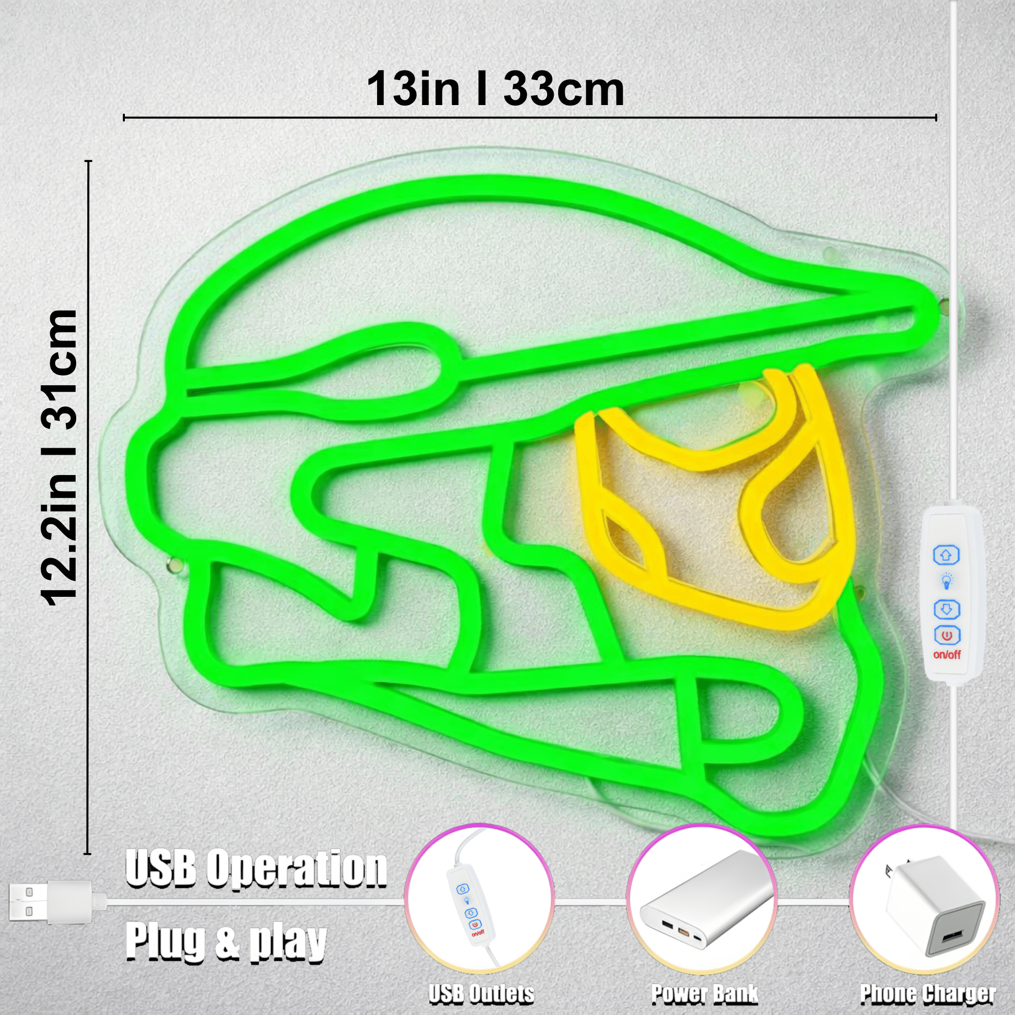 ShineNeon™ Helmet Neon Sign – Cool Gamer & Sports Decor for Man Cave, Game Room, or Office - Shineneon