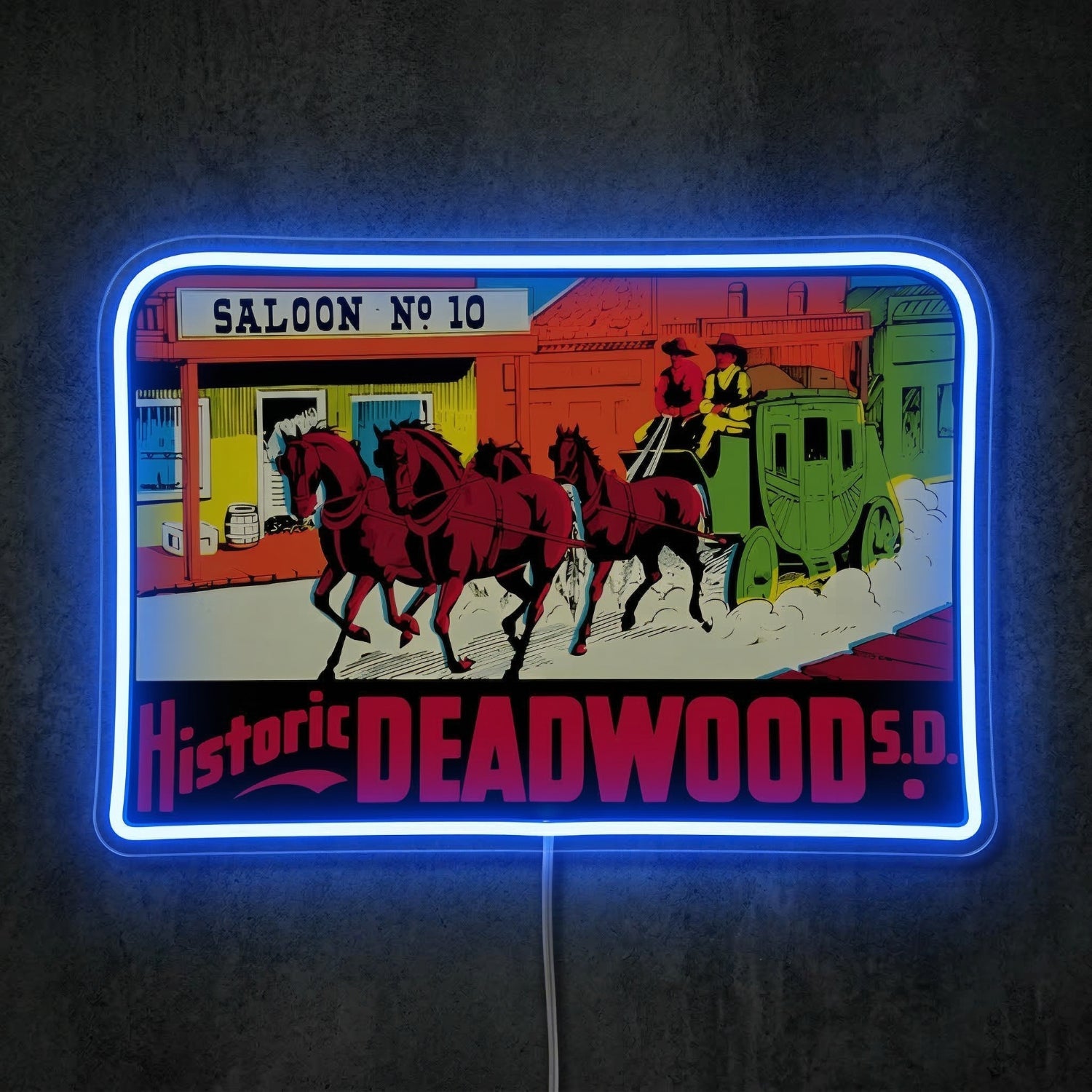ShineNeon™ Historic Deadwood SD Neon Sign Wild West Saloon No 10 Wall Decor USB Power - Shineneon
