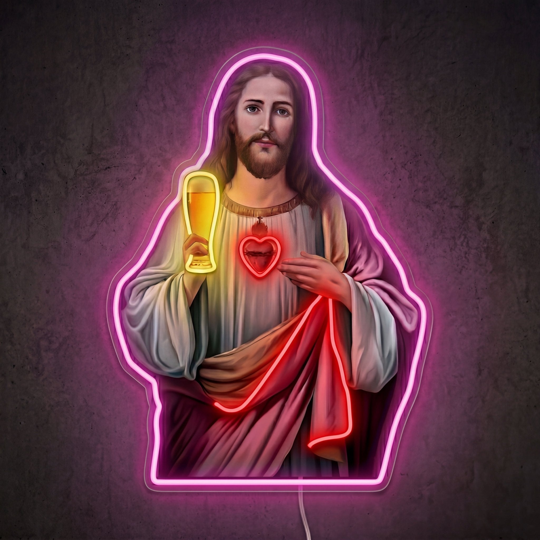 ShineNeon™ Holy Jesus Holding Beer Glass Neon Sign USB Power - Shineneon