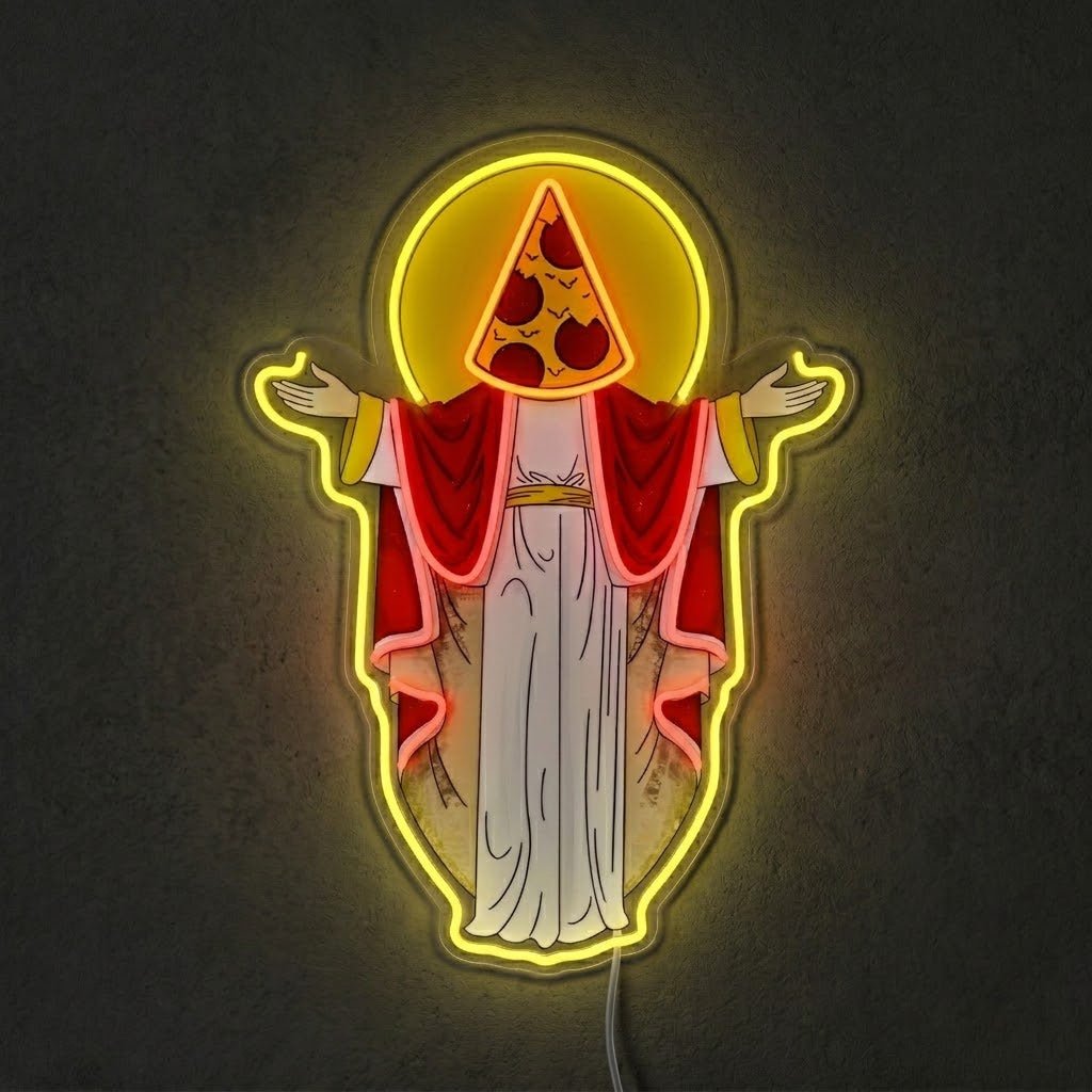 ShineNeon™ Holy Pizza Slice Head Divine Neon Sign USB Power - Shineneon