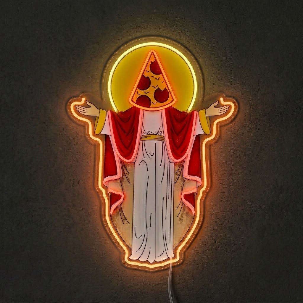 ShineNeon™ Holy Pizza Slice Head Divine Neon Sign USB Power - Shineneon