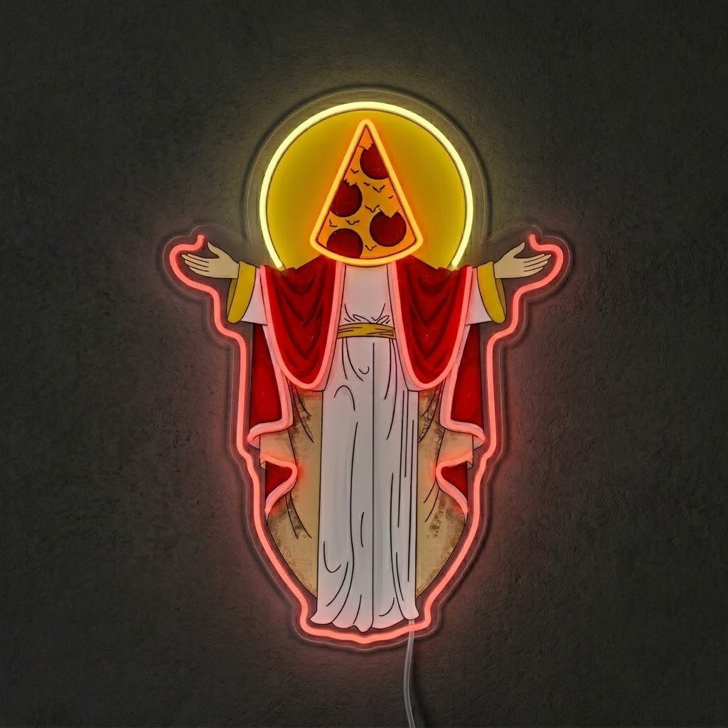 ShineNeon™ Holy Pizza Slice Head Divine Neon Sign USB Power - Shineneon