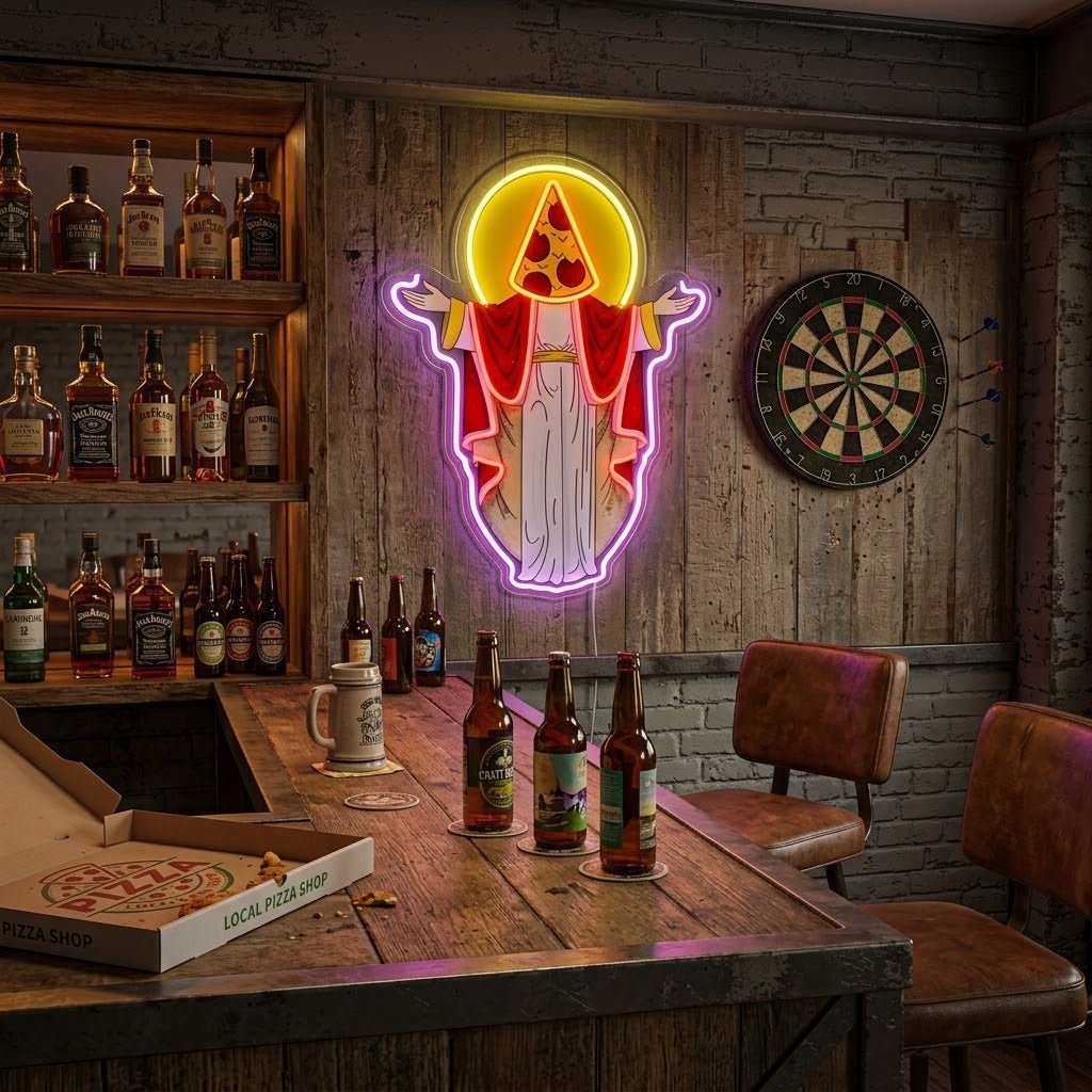 ShineNeon™ Holy Pizza Slice Head Divine Neon Sign USB Power - Shineneon