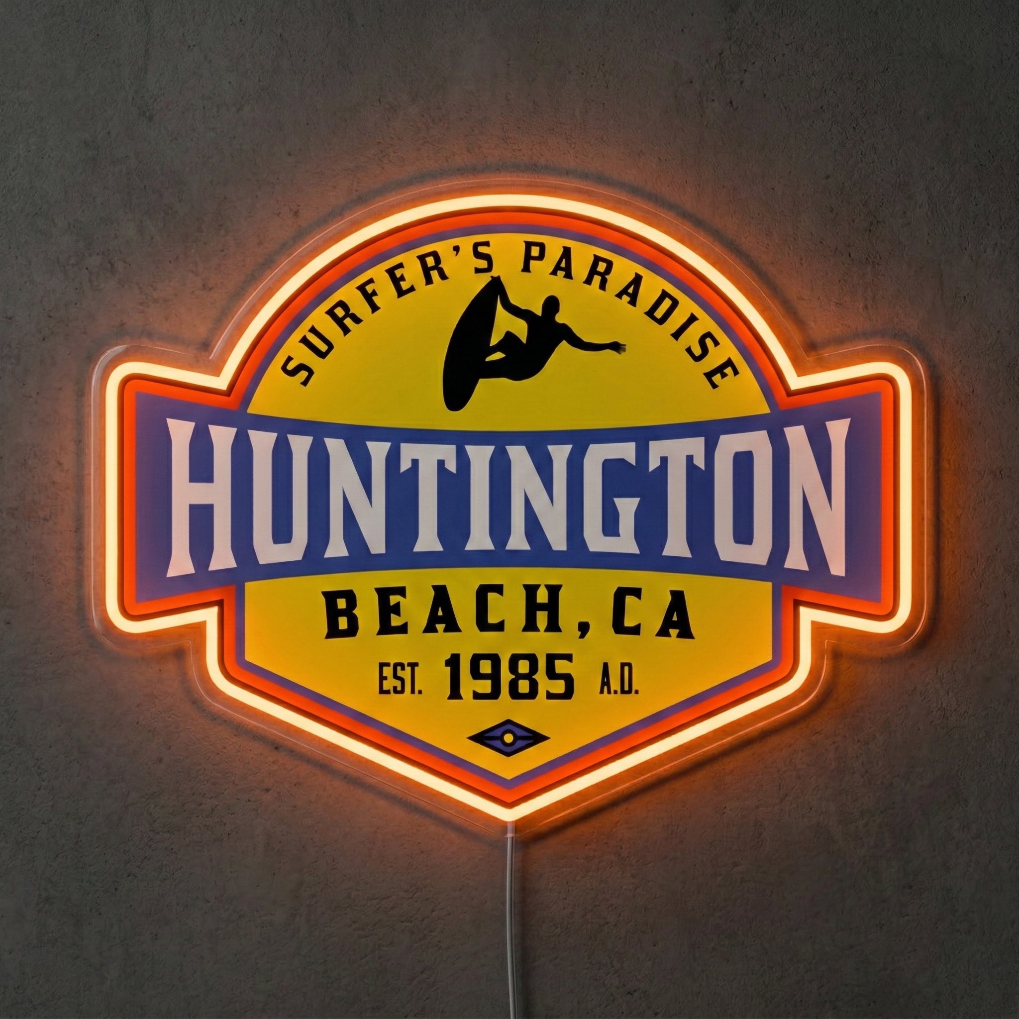 ShineNeon™ Huntington Beach CA Surfers Paradise LED Neon Sign - Retro Wall Decor USB Powered - Shineneon