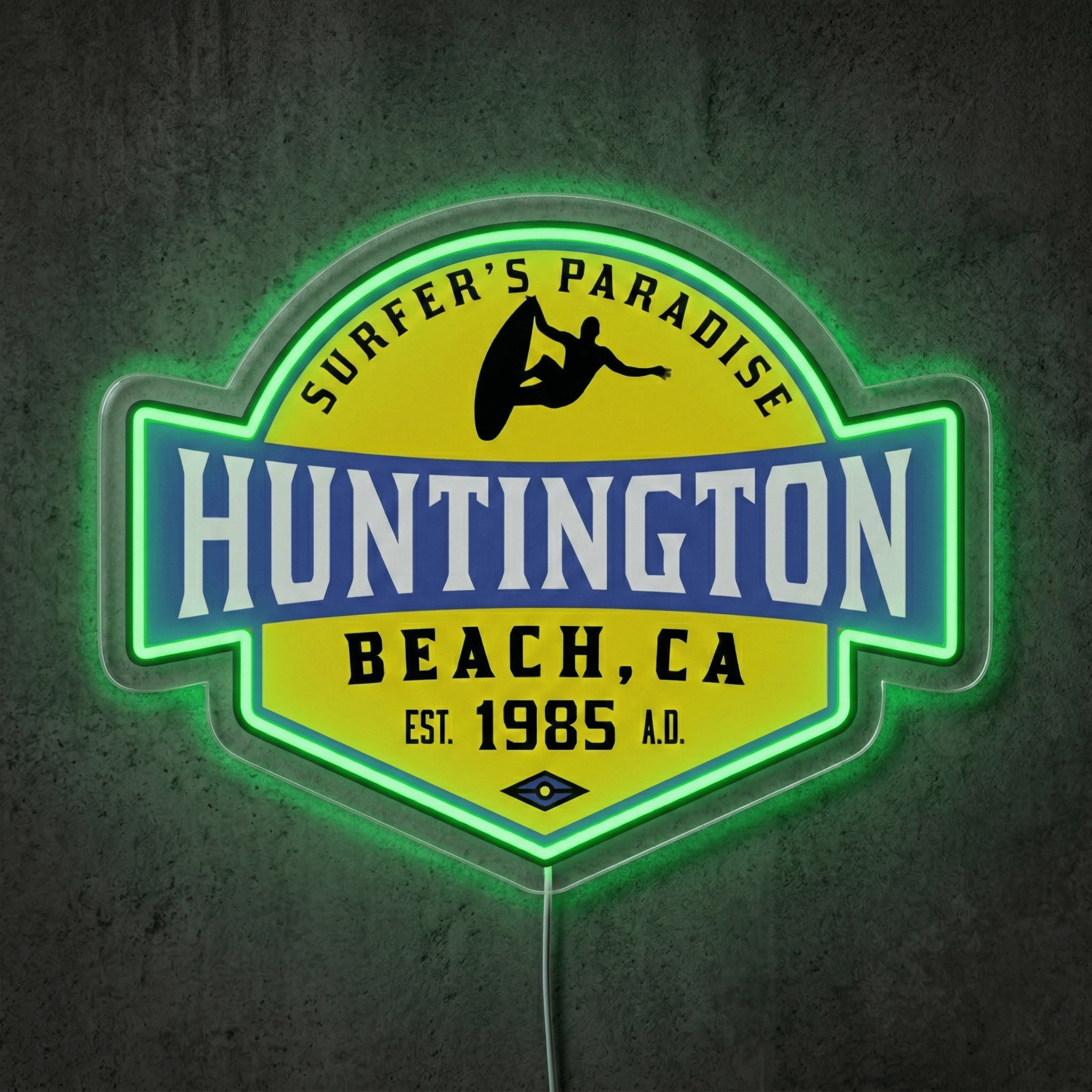 ShineNeon™ Huntington Beach CA Surfers Paradise LED Neon Sign - Retro Wall Decor USB Powered - Shineneon