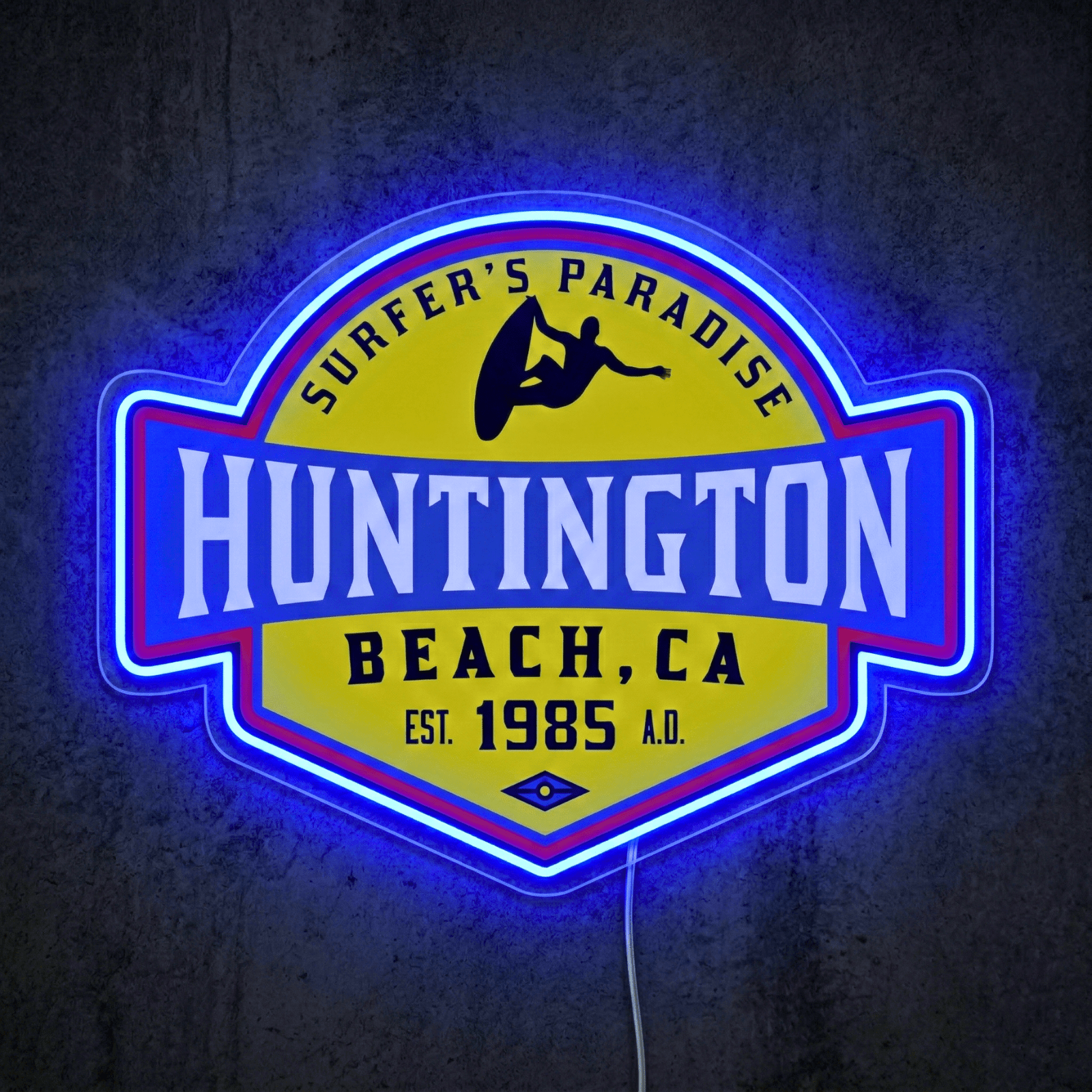 ShineNeon™ Huntington Beach CA Surfers Paradise LED Neon Sign - Retro Wall Decor USB Powered - Shineneon