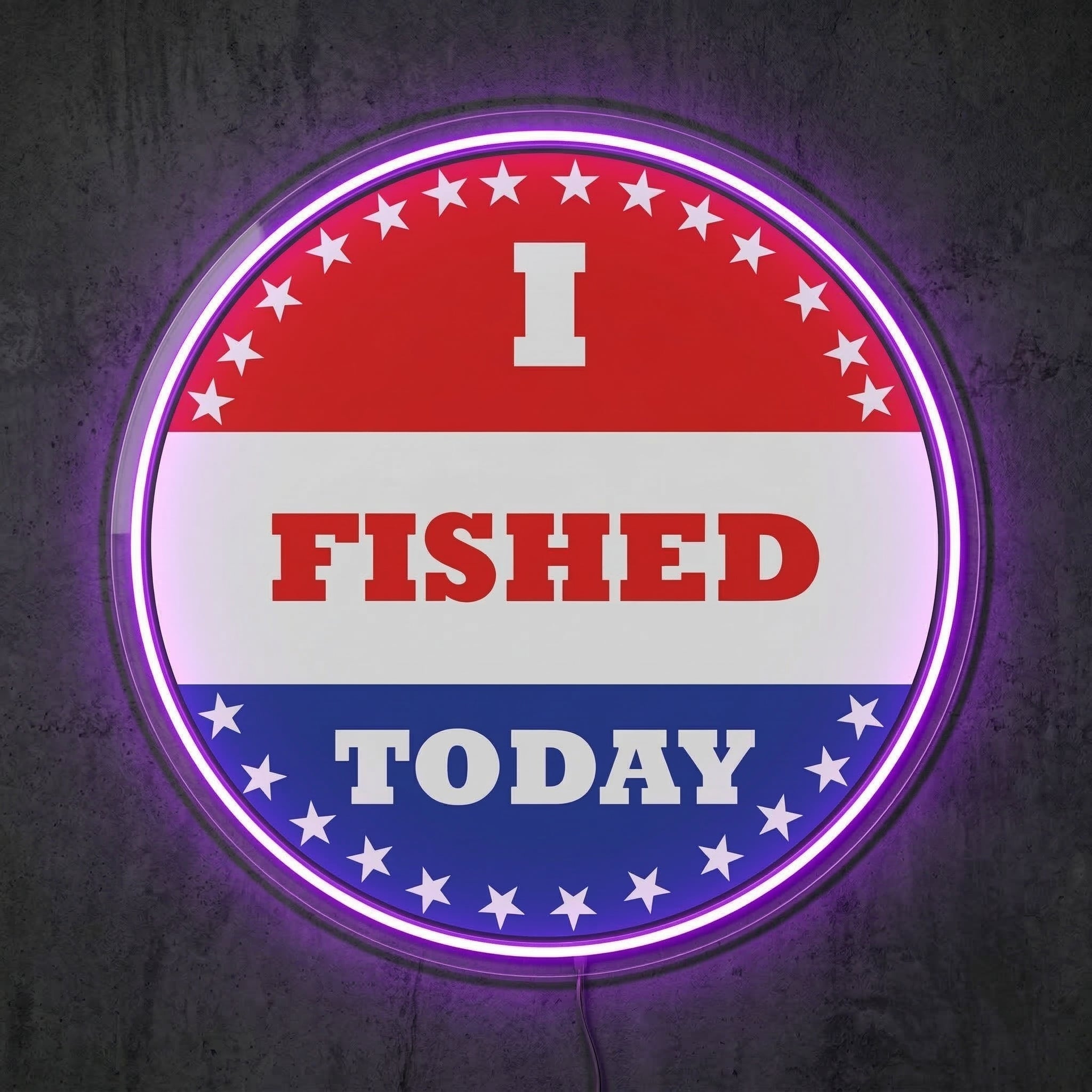 ShineNeon™ I Fished Today Neon Sign Patriotic American Badge Wall Decor USB Powered - Shineneon