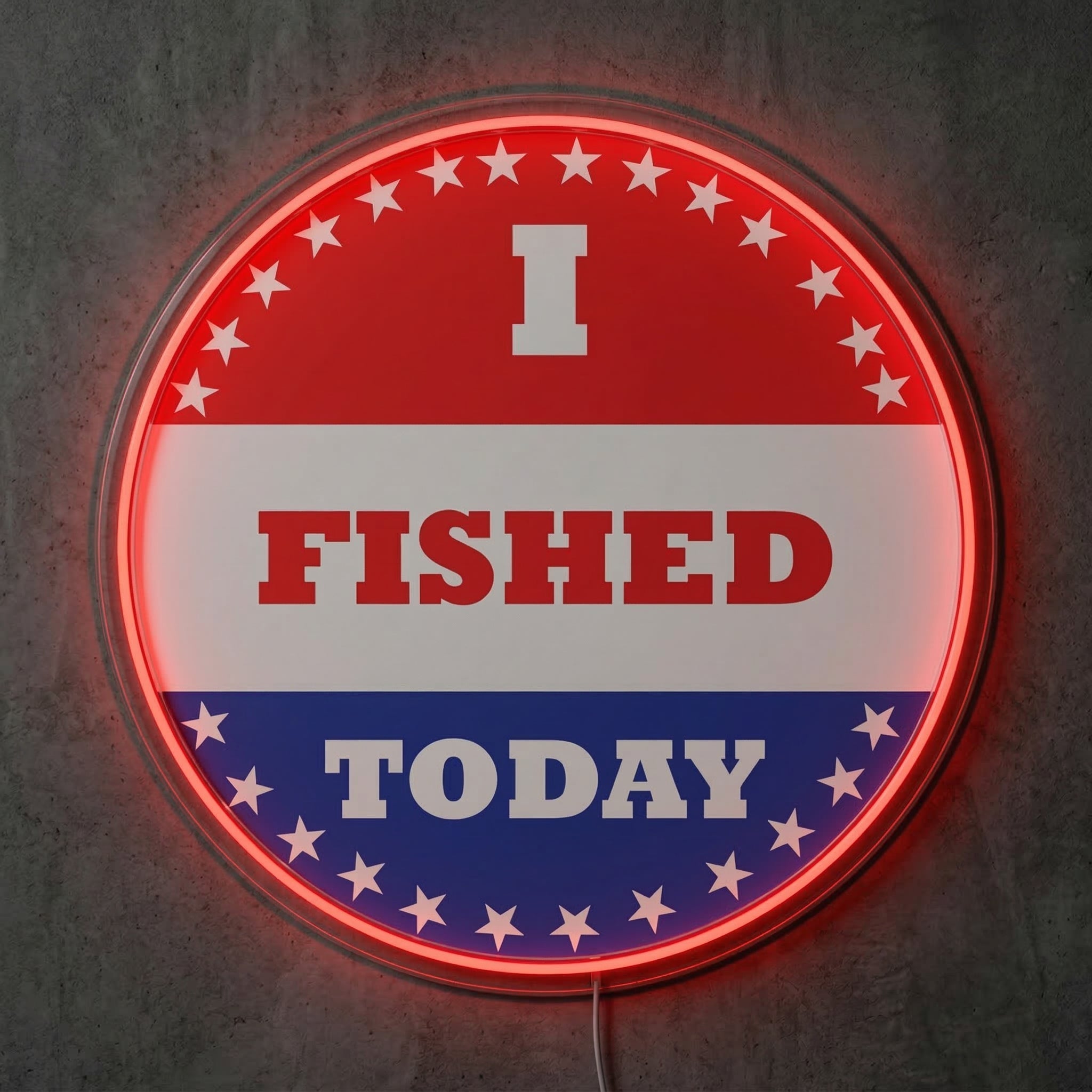 ShineNeon™ I Fished Today Neon Sign Patriotic American Badge Wall Decor USB Powered - Shineneon