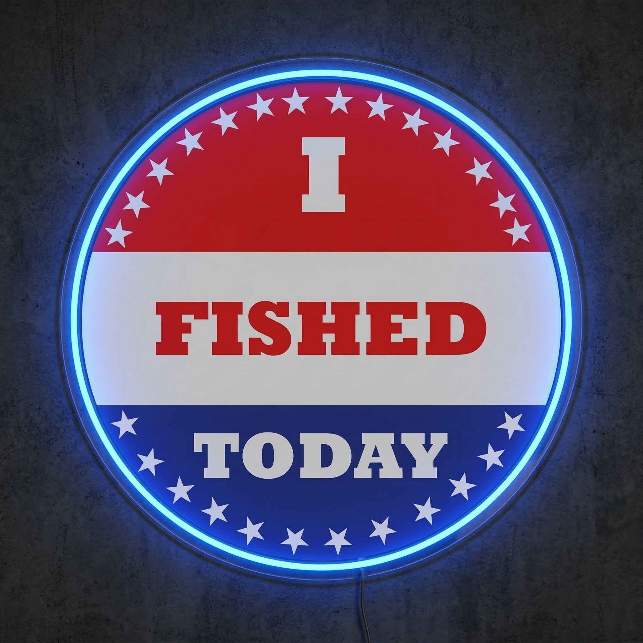 ShineNeon™ I Fished Today Neon Sign Patriotic American Badge Wall Decor USB Powered - Shineneon