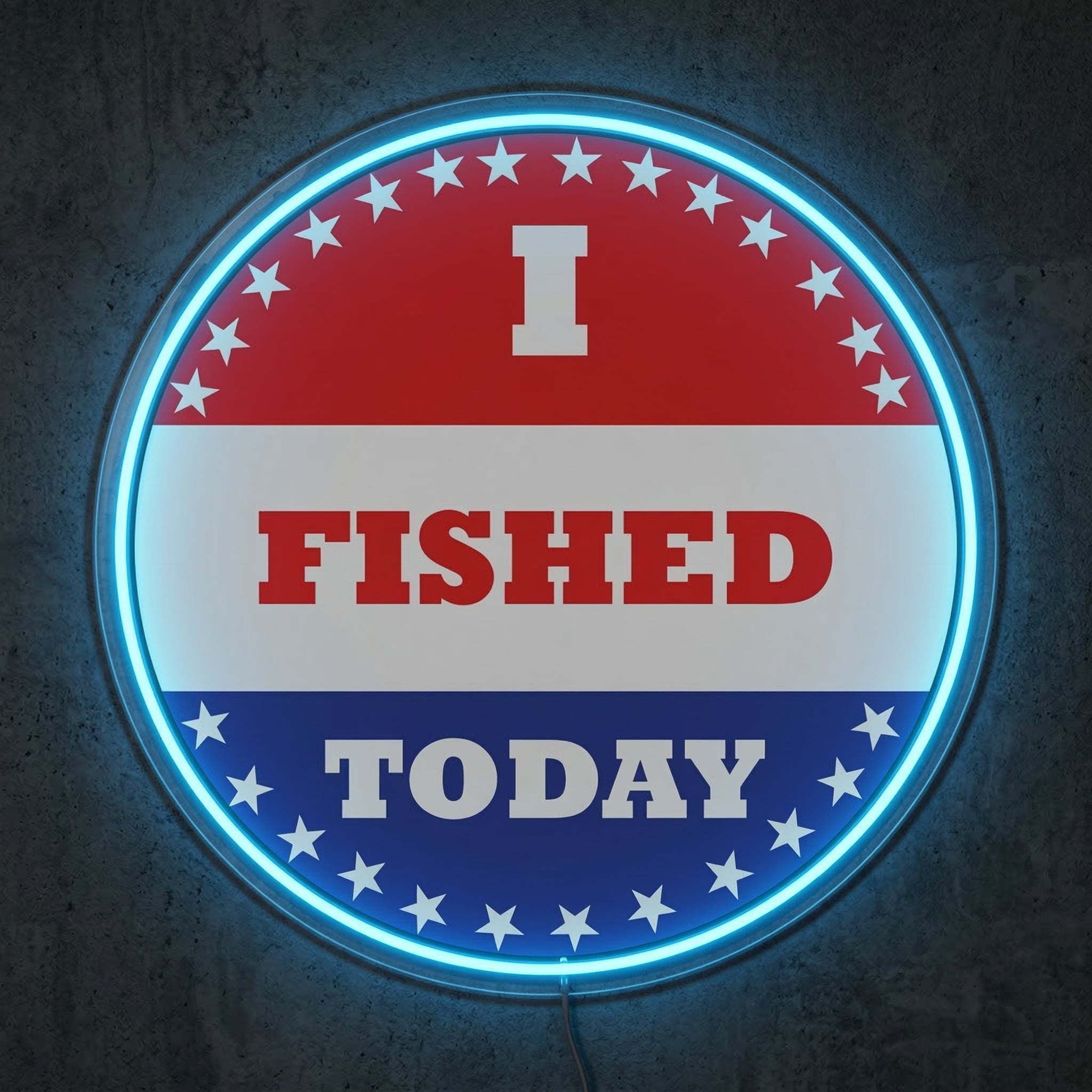 ShineNeon™ I Fished Today Neon Sign Patriotic American Badge Wall Decor USB Powered - Shineneon