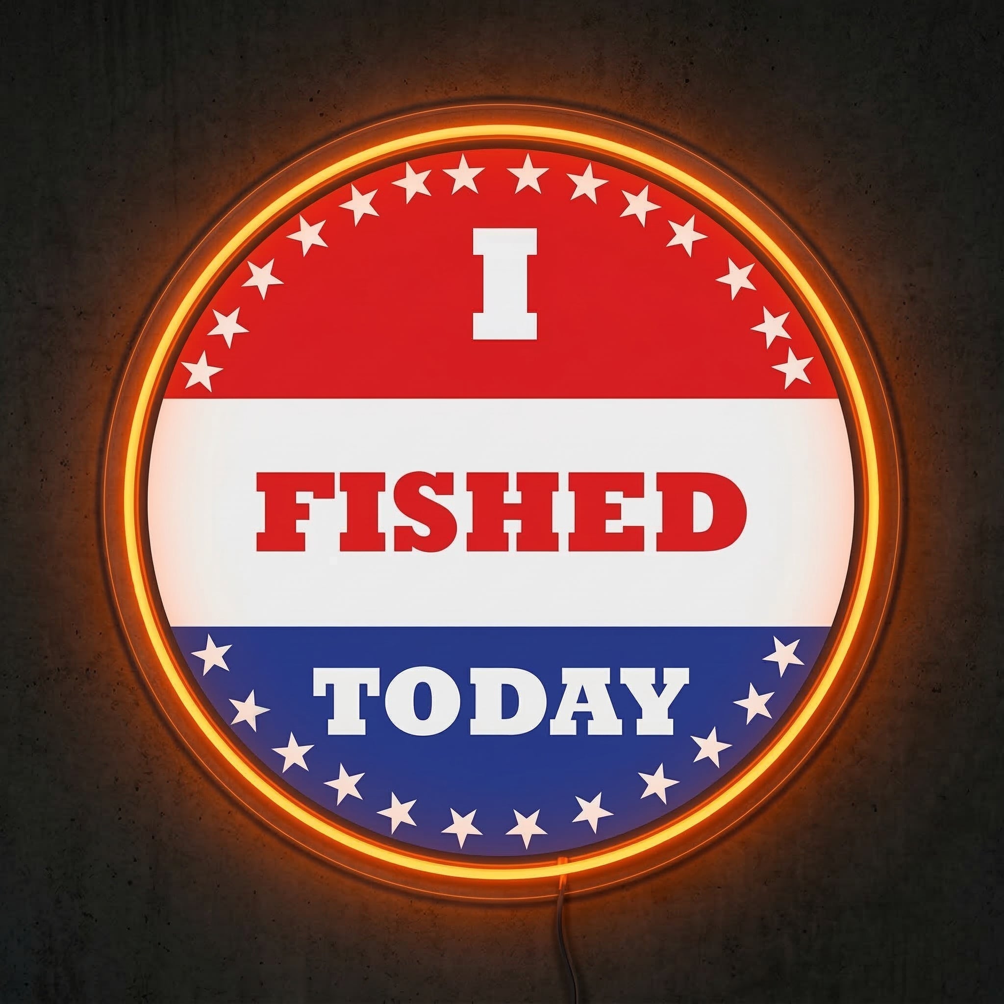 ShineNeon™ I Fished Today Neon Sign Patriotic American Badge Wall Decor USB Powered - Shineneon