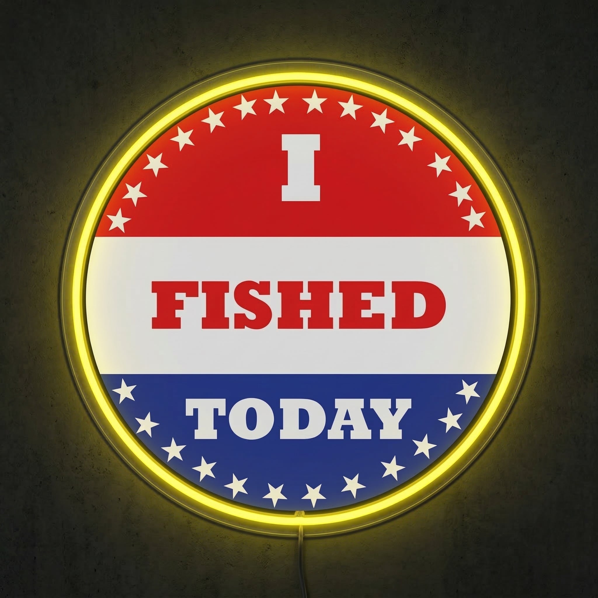 ShineNeon™ I Fished Today Neon Sign Patriotic American Badge Wall Decor USB Powered - Shineneon