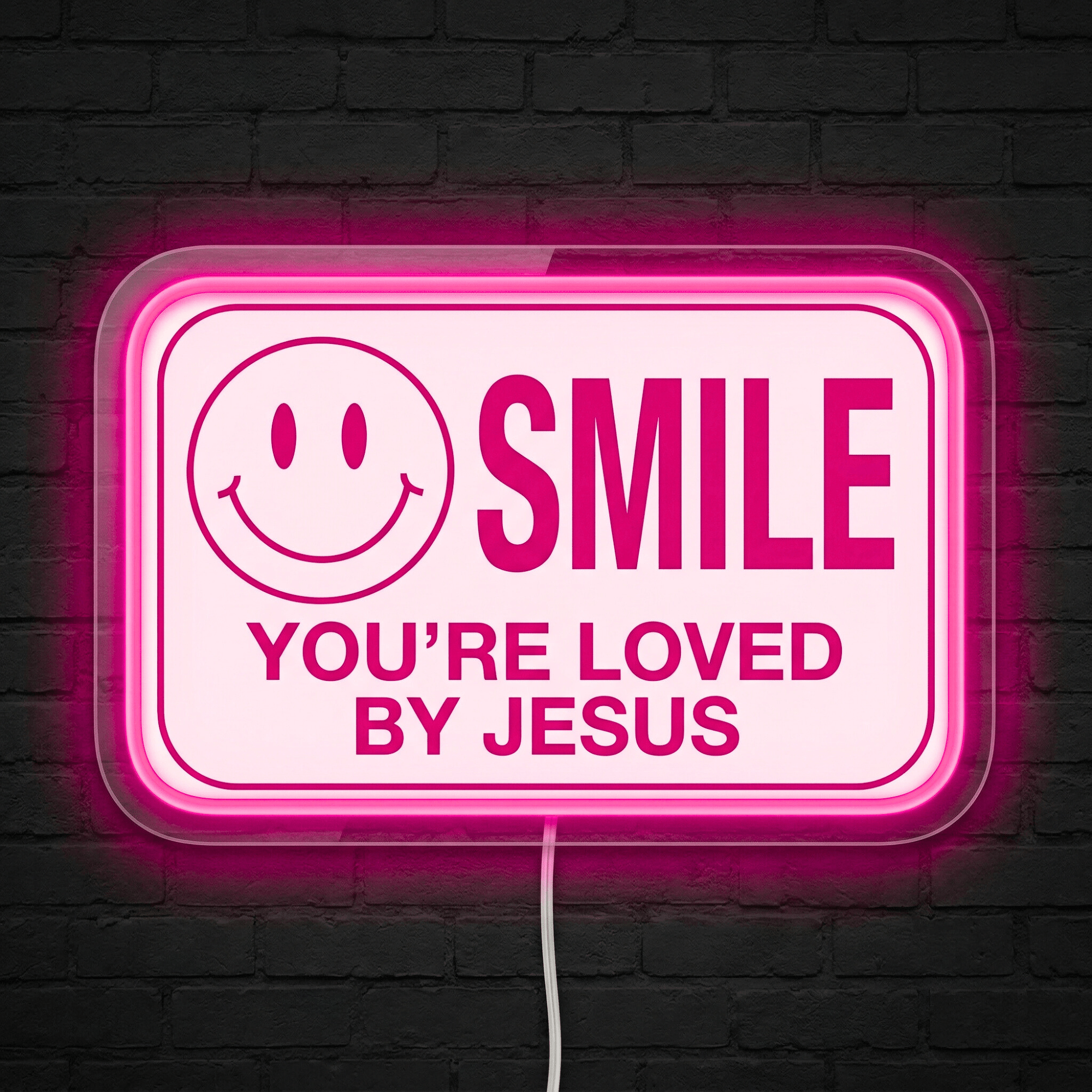 ShineNeon™ Jesus Loves You Smile LED Neon Sign Home Wall Faith Decor USB Powered - Shineneon