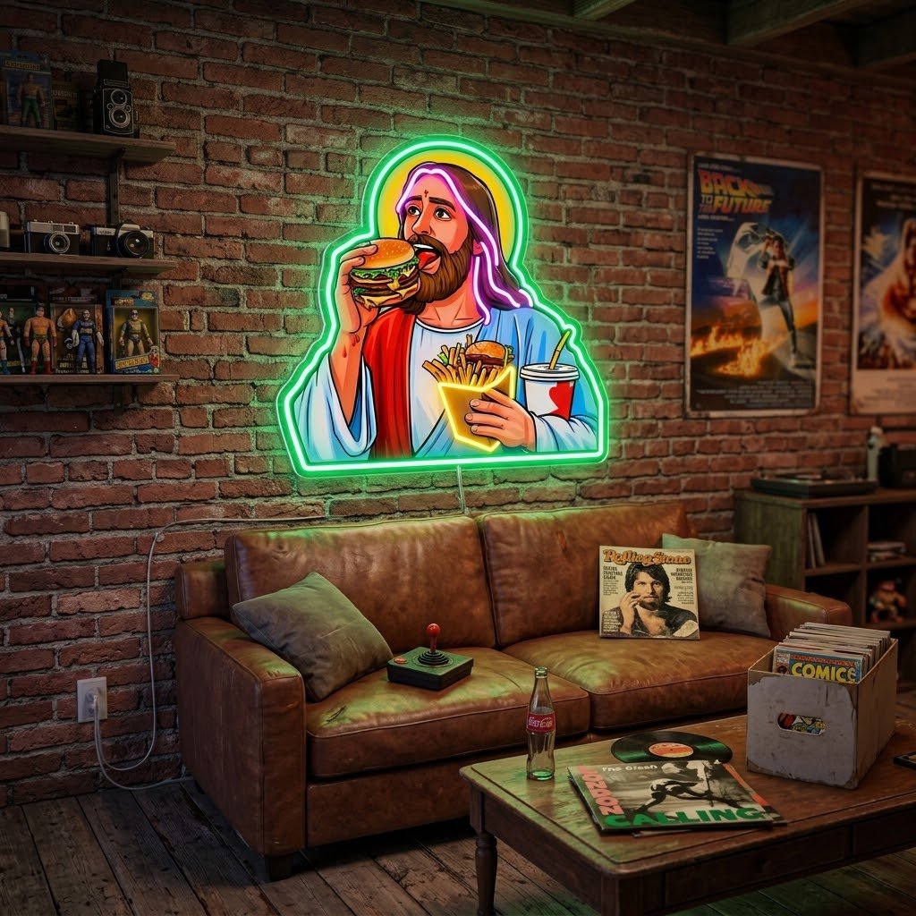 ShineNeon™ Jesus Snacks Pop Art Neon Sign USB Power - Shineneon