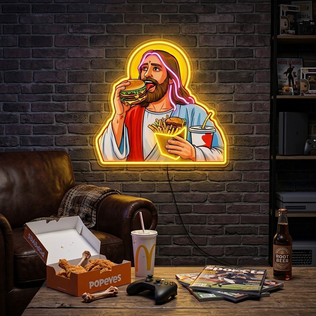 ShineNeon™ Jesus Snacks Pop Art Neon Sign USB Power - Shineneon