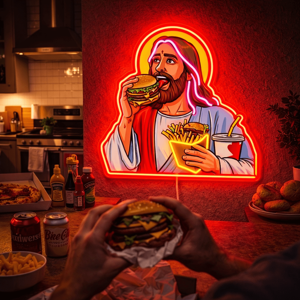 ShineNeon™ Jesus Snacks Pop Art Neon Sign USB Power - Shineneon