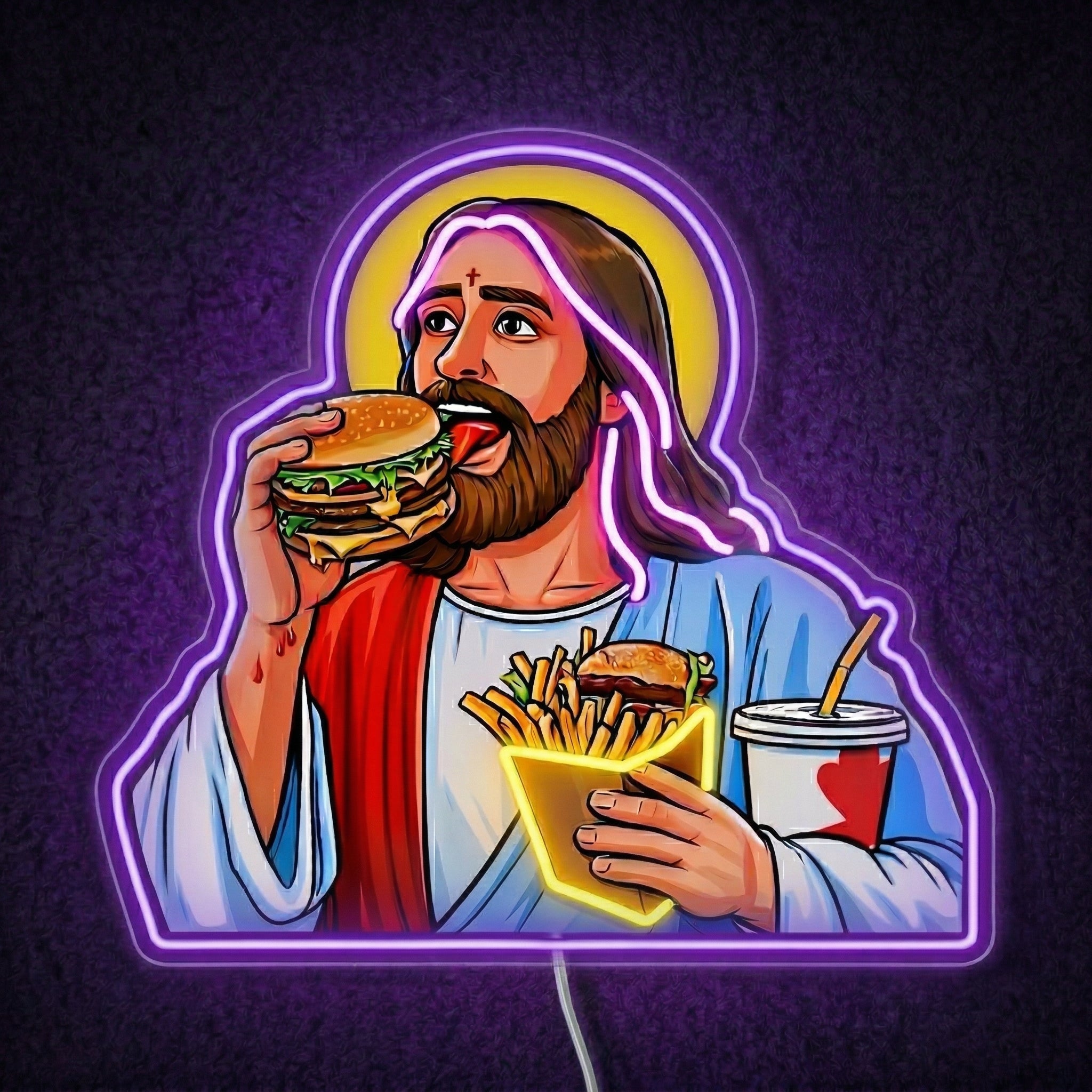 ShineNeon™ Jesus Snacks Pop Art Neon Sign USB Power - Shineneon