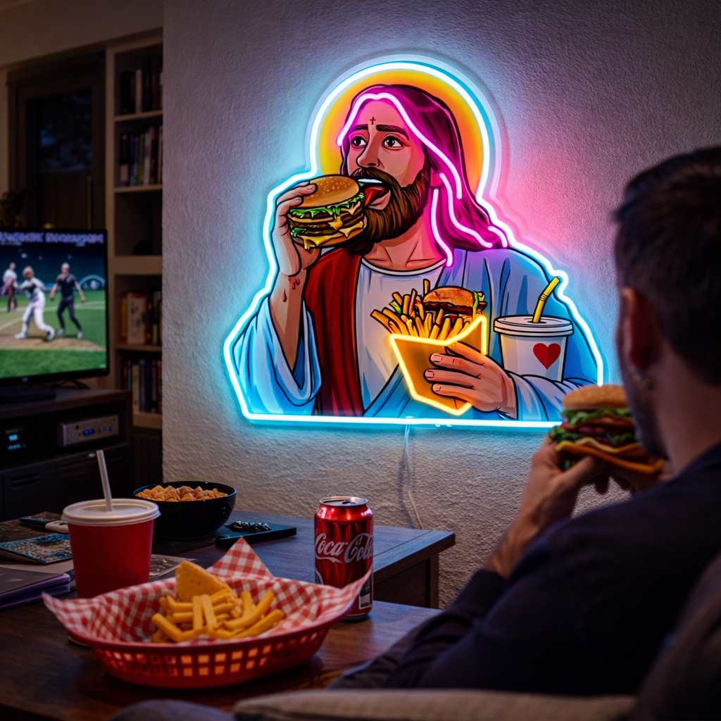 ShineNeon™ Jesus Snacks Pop Art Neon Sign USB Power - Shineneon