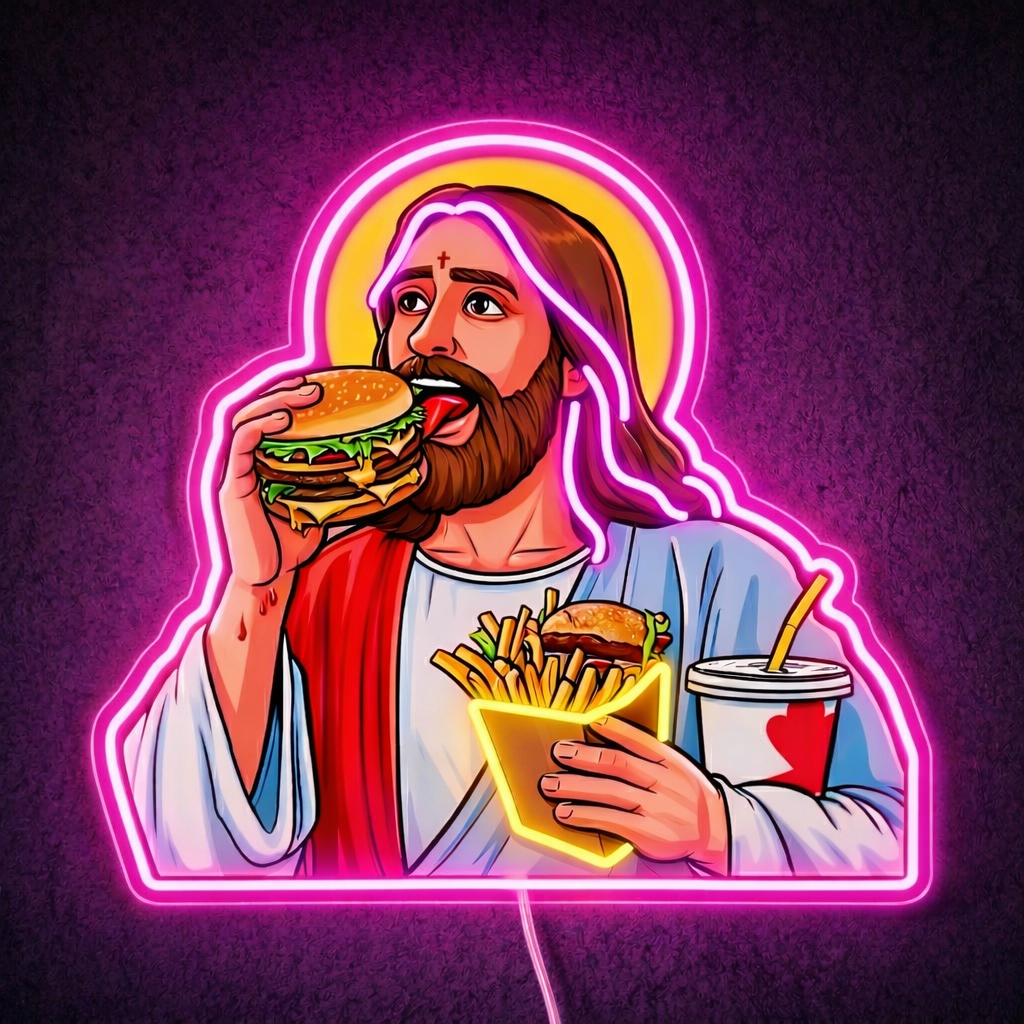 ShineNeon™ Jesus Snacks Pop Art Neon Sign USB Power - Shineneon