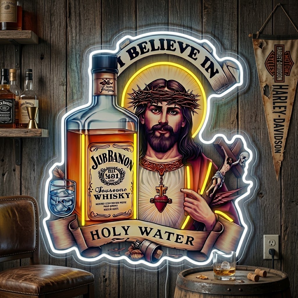ShineNeon™ Jesus Whiskey Label Neon Sign USB Power - Shineneon