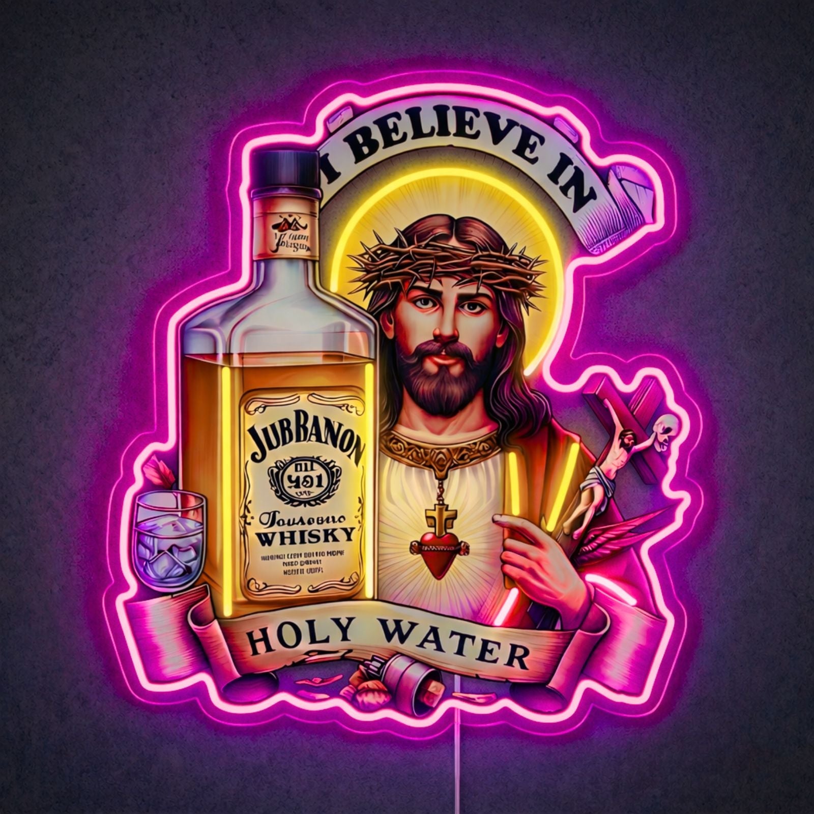 ShineNeon™ Jesus Whiskey Label Neon Sign USB Power - Shineneon