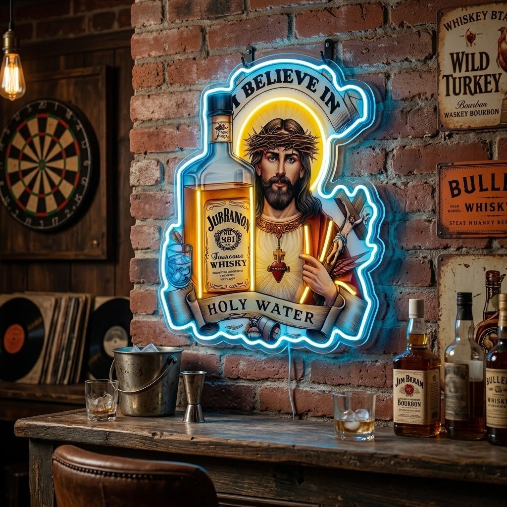 ShineNeon™ Jesus Whiskey Label Neon Sign USB Power - Shineneon