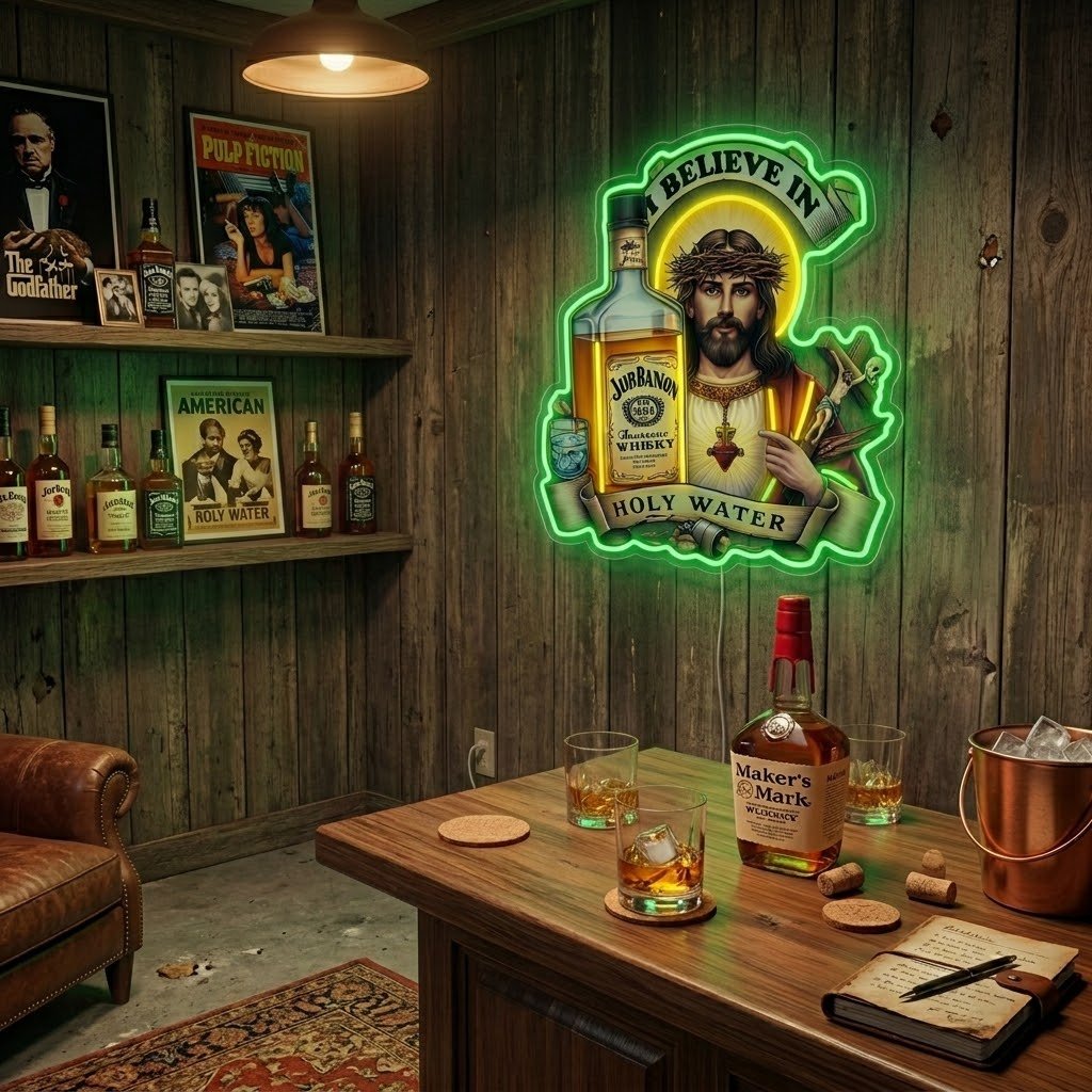 ShineNeon™ Jesus Whiskey Label Neon Sign USB Power - Shineneon