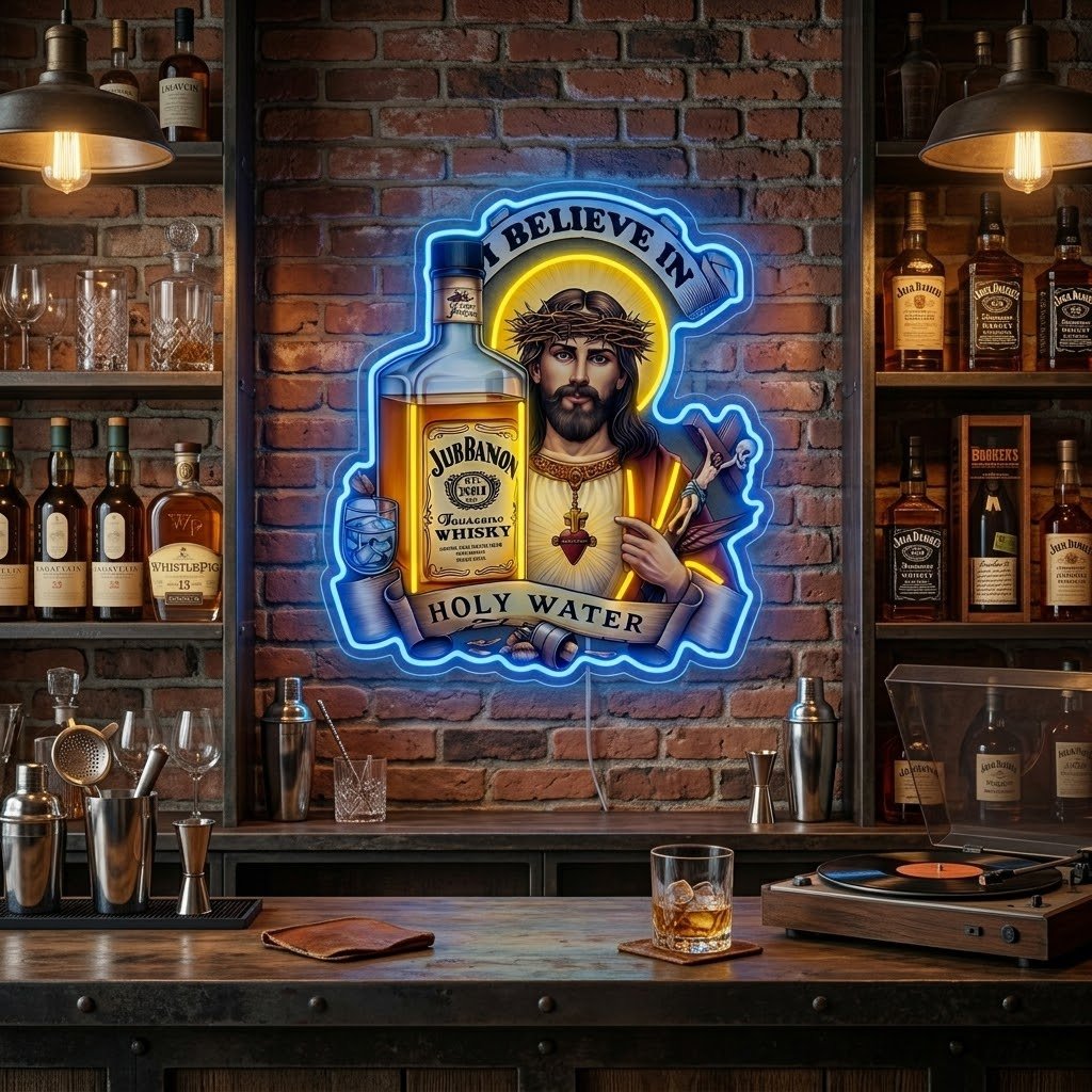 ShineNeon™ Jesus Whiskey Label Neon Sign USB Power - Shineneon