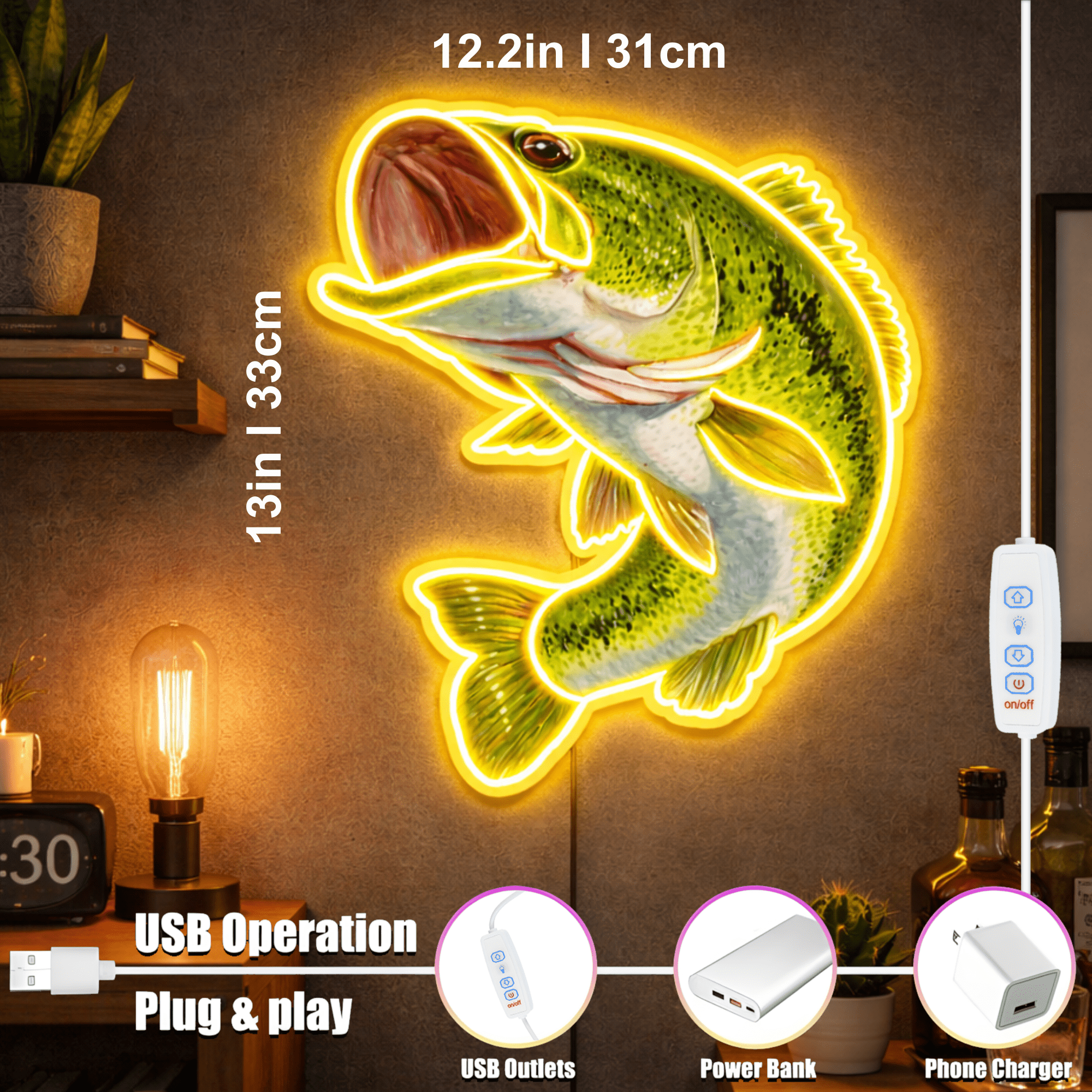 ShineNeon™ Largemouth Bass Fishing LED Neon Sign - Vivid Angler Cave & Cabin Wall Decor - Shineneon