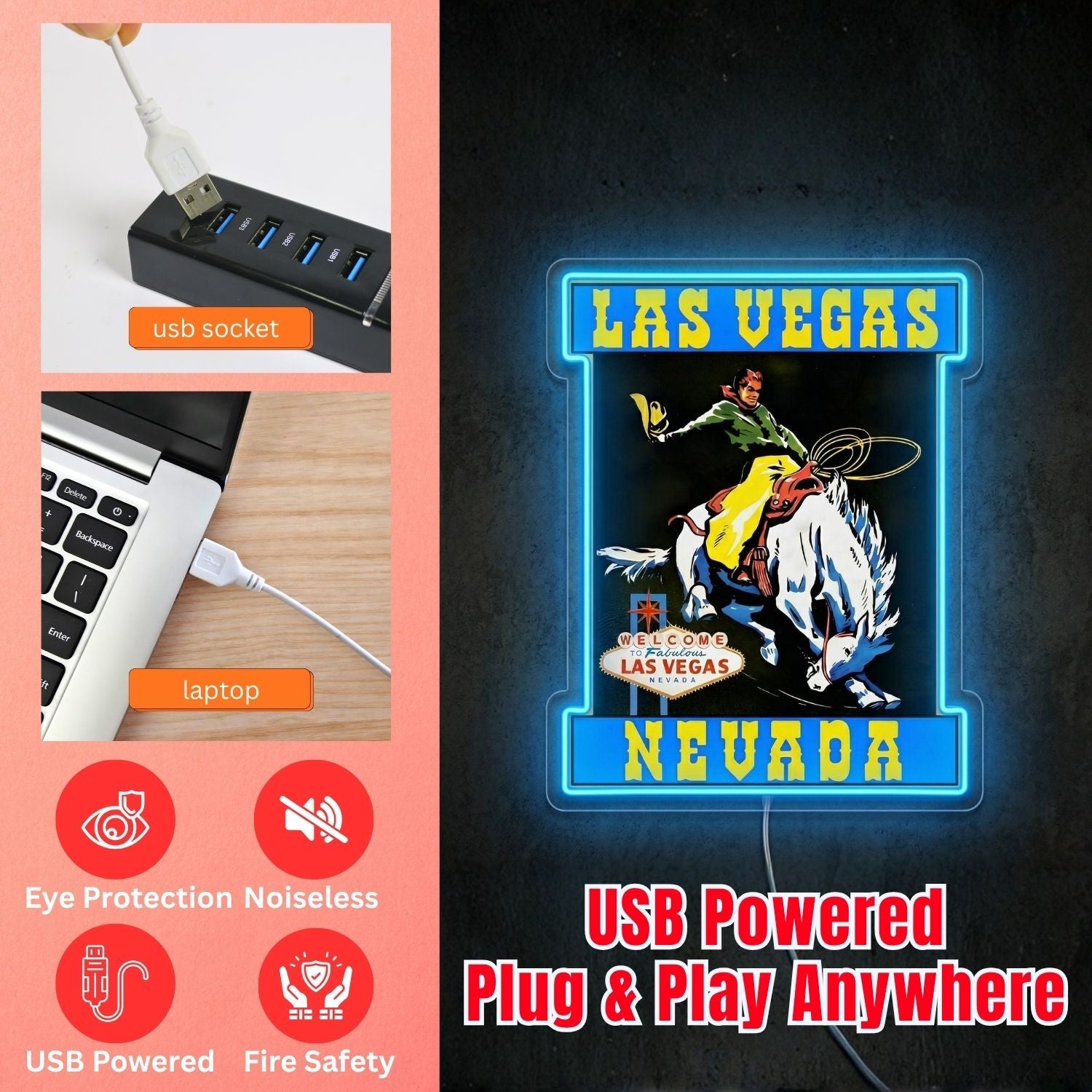 ShineNeon™ Las Vegas Cowgirl neon sign USB Power - Shineneon