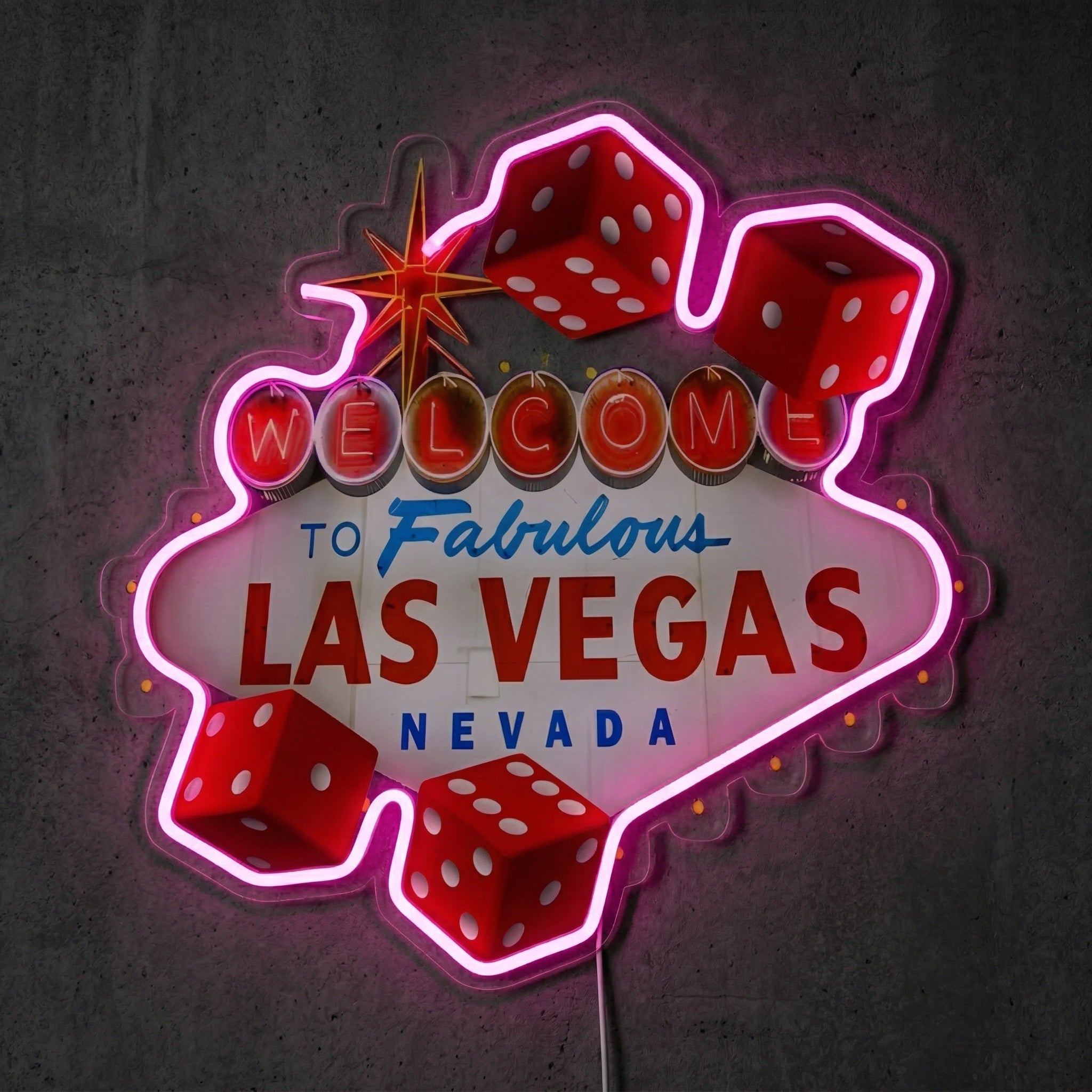 ShineNeon™ Las Vegas Dice neon sign USB Power - Shineneon
