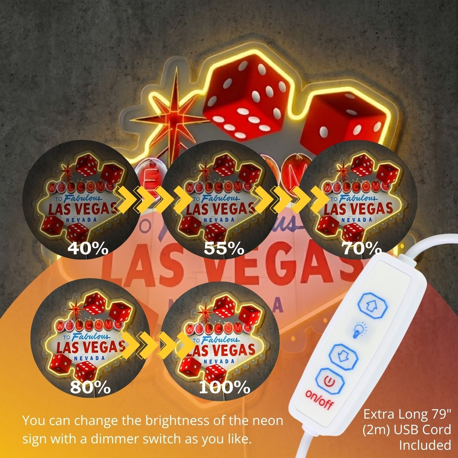 ShineNeon™ Las Vegas Dice neon sign USB Power - Shineneon