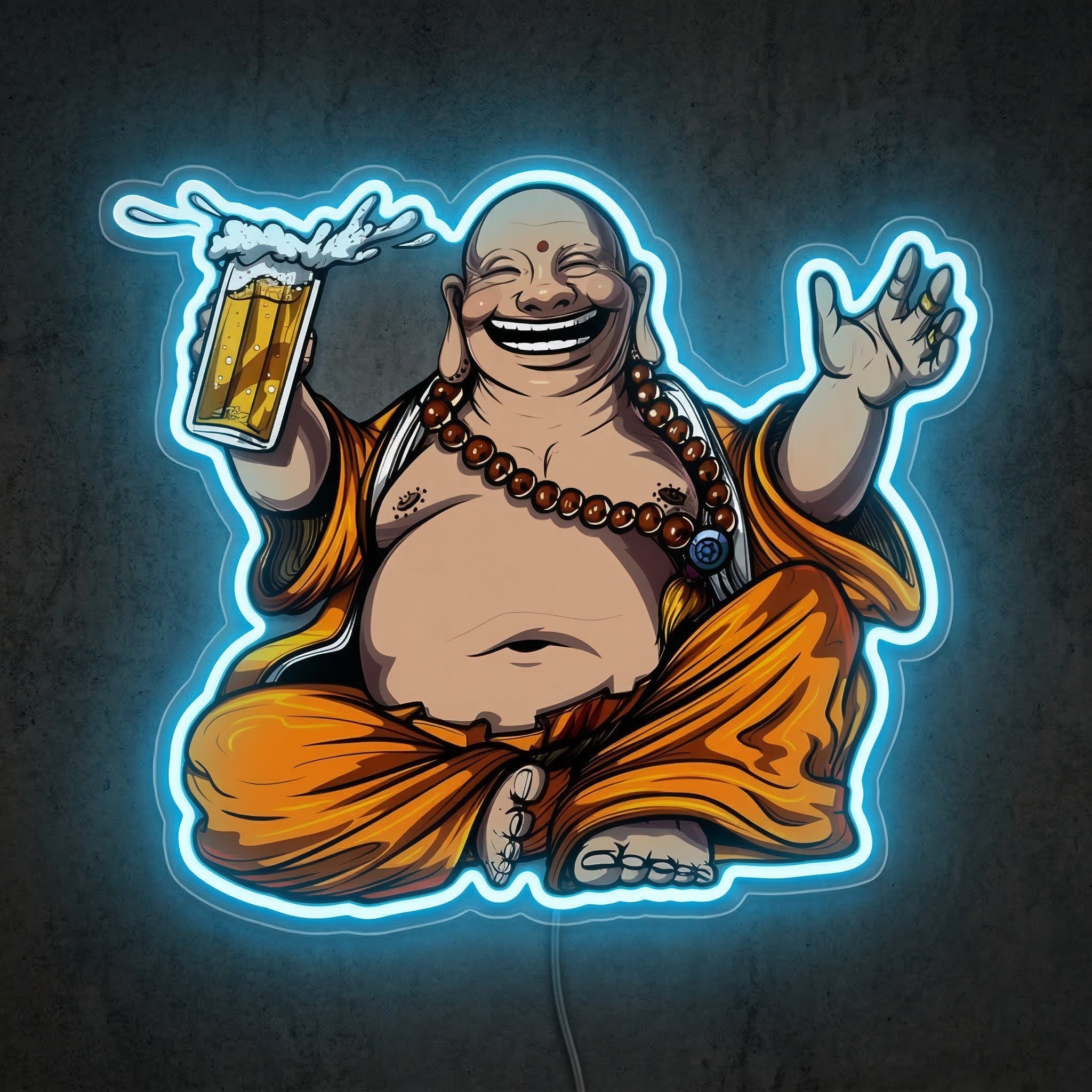ShineNeon™ Laughing Buddha Beer Neon Sign Zen Garden Bar Decor USB Power Neon Sign - Shineneon