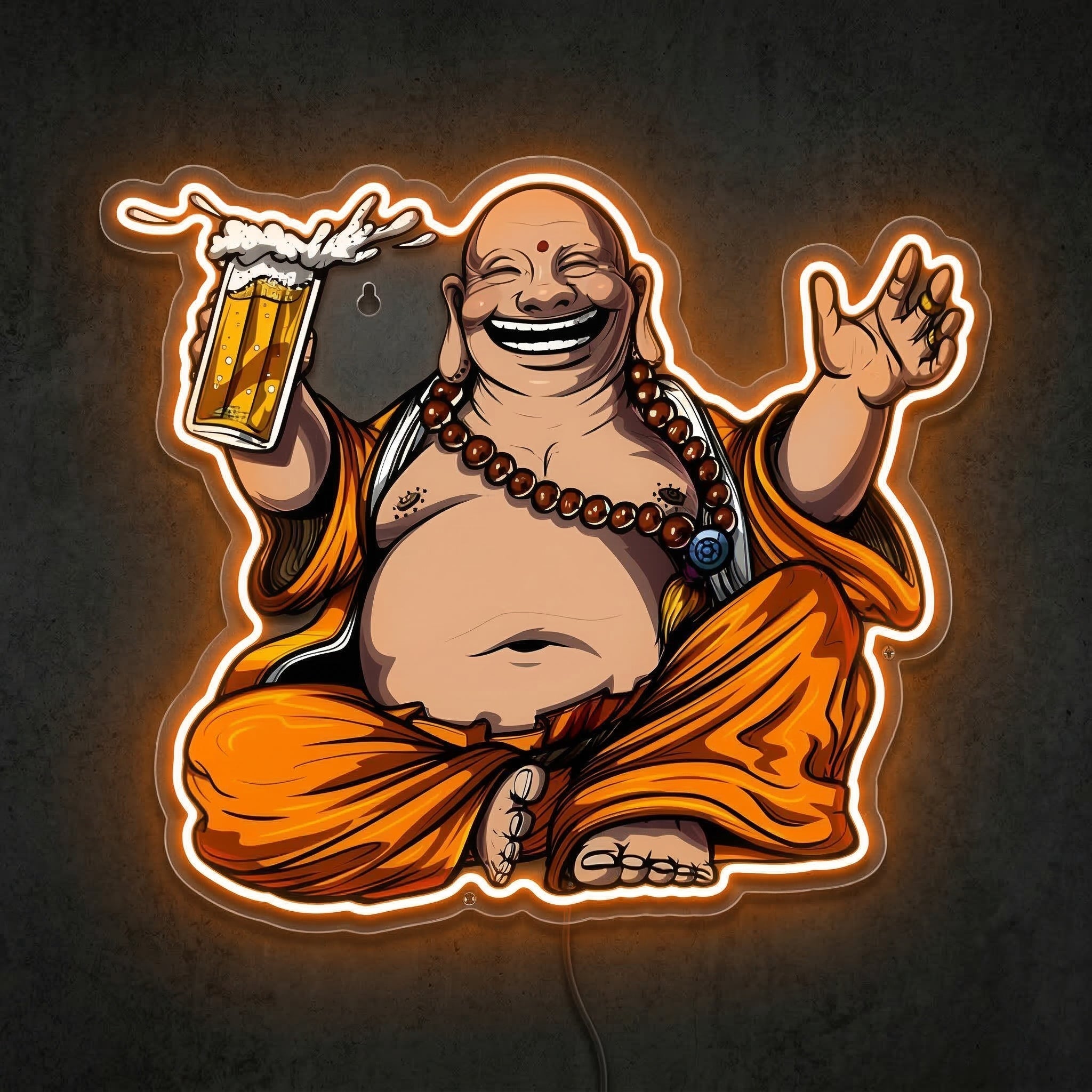 ShineNeon™ Laughing Buddha Beer Neon Sign Zen Garden Bar Decor USB Power Neon Sign - Shineneon