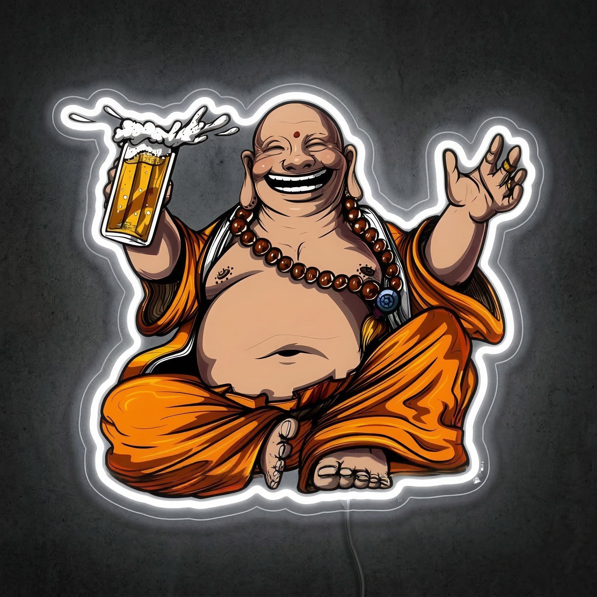 ShineNeon™ Laughing Buddha Beer Neon Sign Zen Garden Bar Decor USB Power Neon Sign - Shineneon