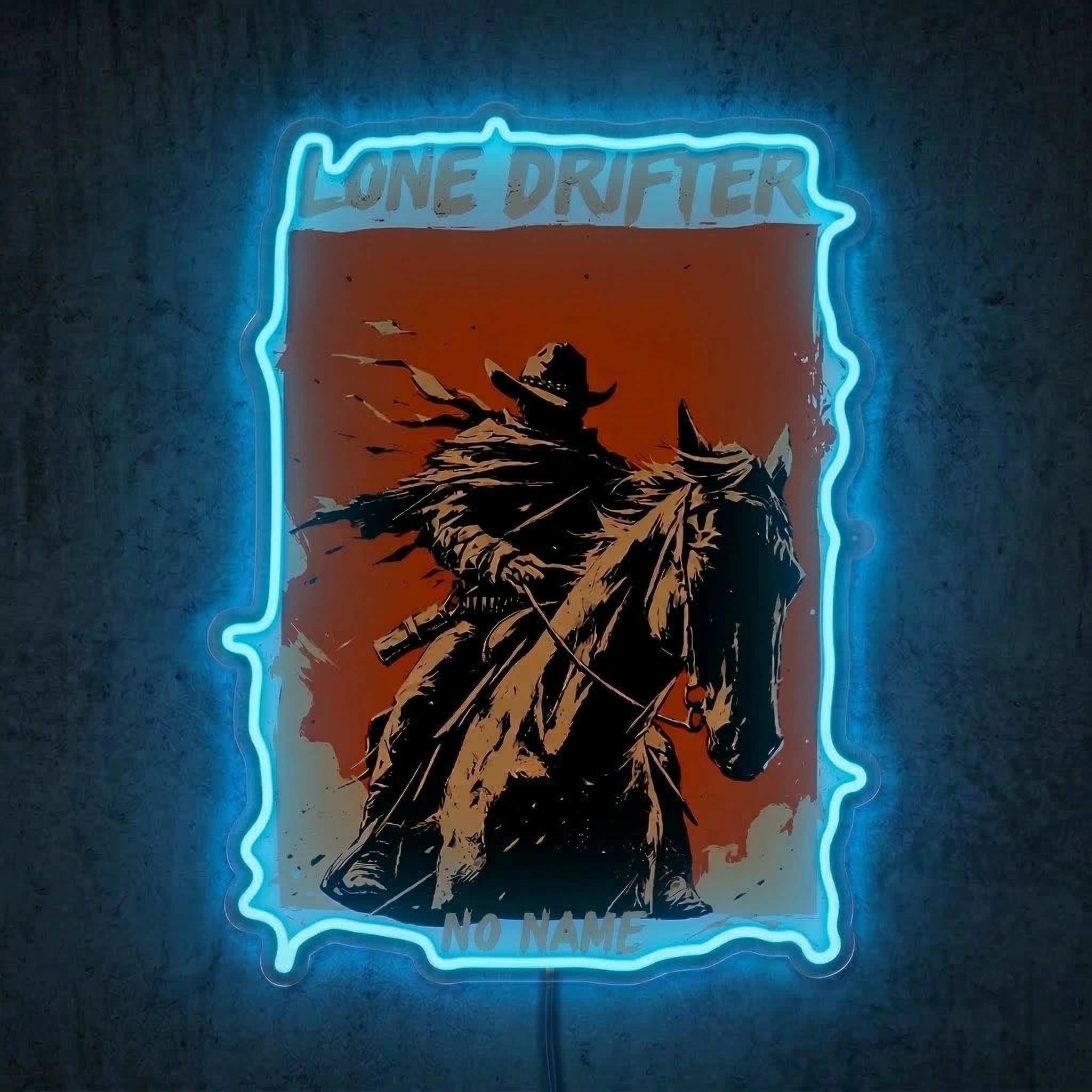 ShineNeon™ Lone Drifter Western Neon Sign Outlaw Cowboy Wall Art Decor USB Powered - Shineneon