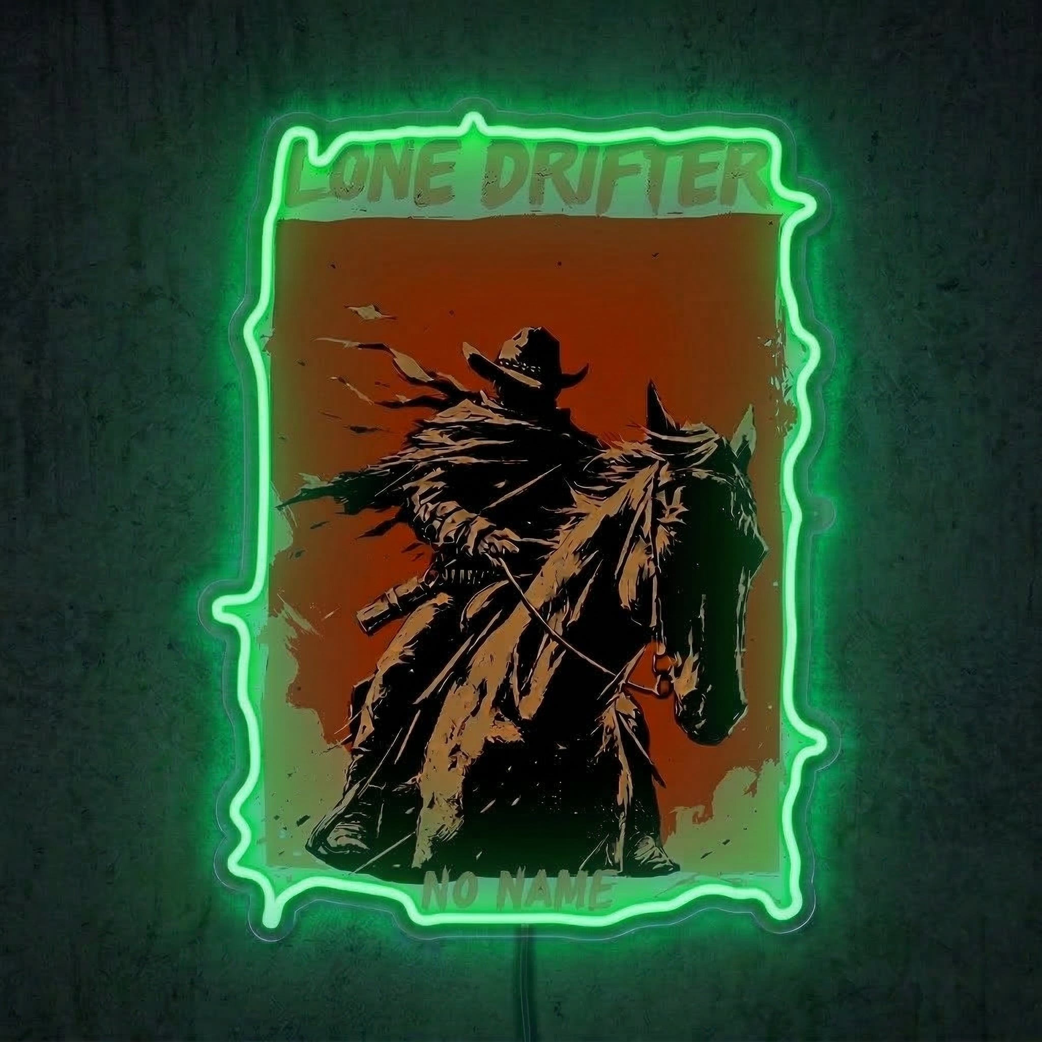 ShineNeon™ Lone Drifter Western Neon Sign Outlaw Cowboy Wall Art Decor USB Powered - Shineneon