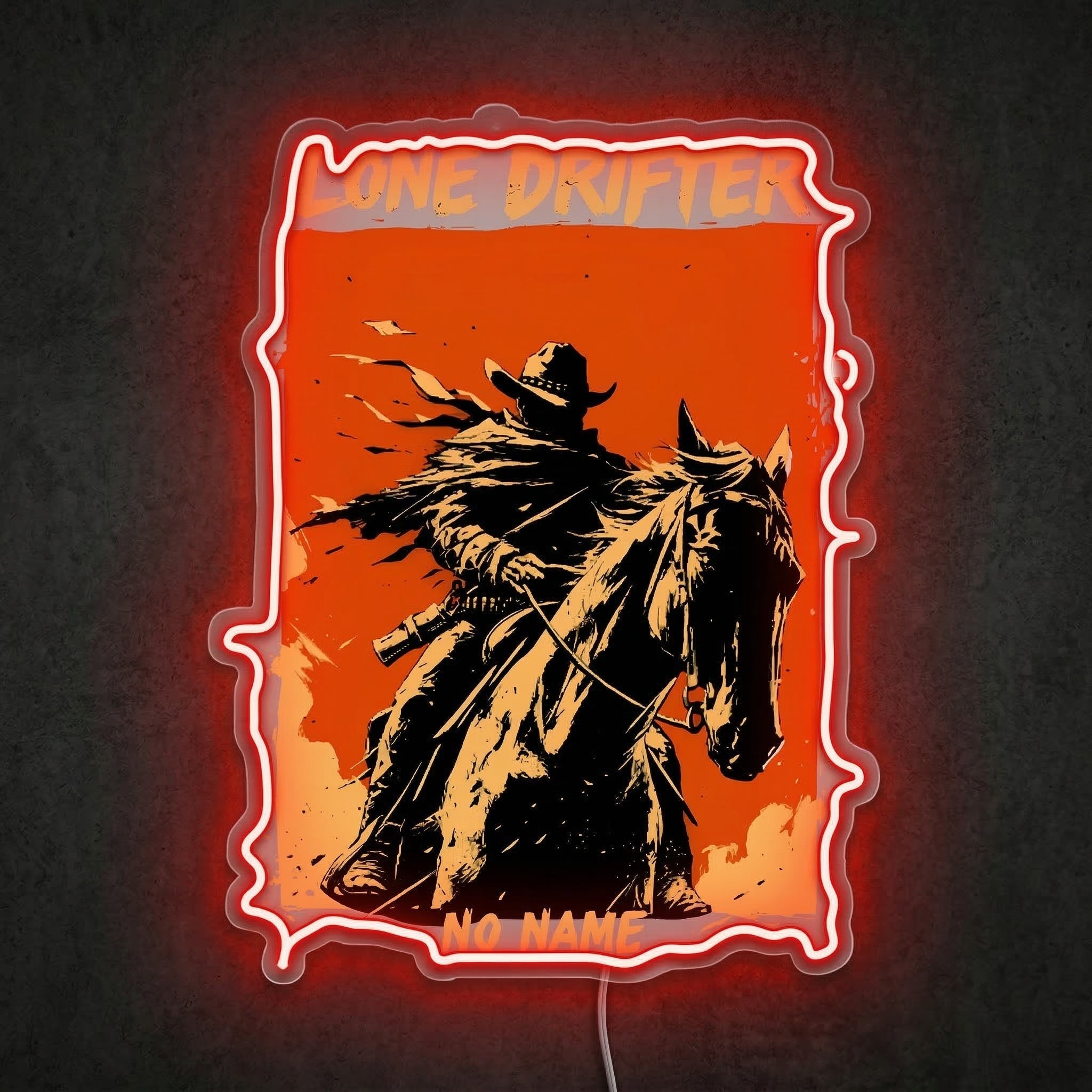 ShineNeon™ Lone Drifter Western Neon Sign Outlaw Cowboy Wall Art Decor USB Powered - Shineneon
