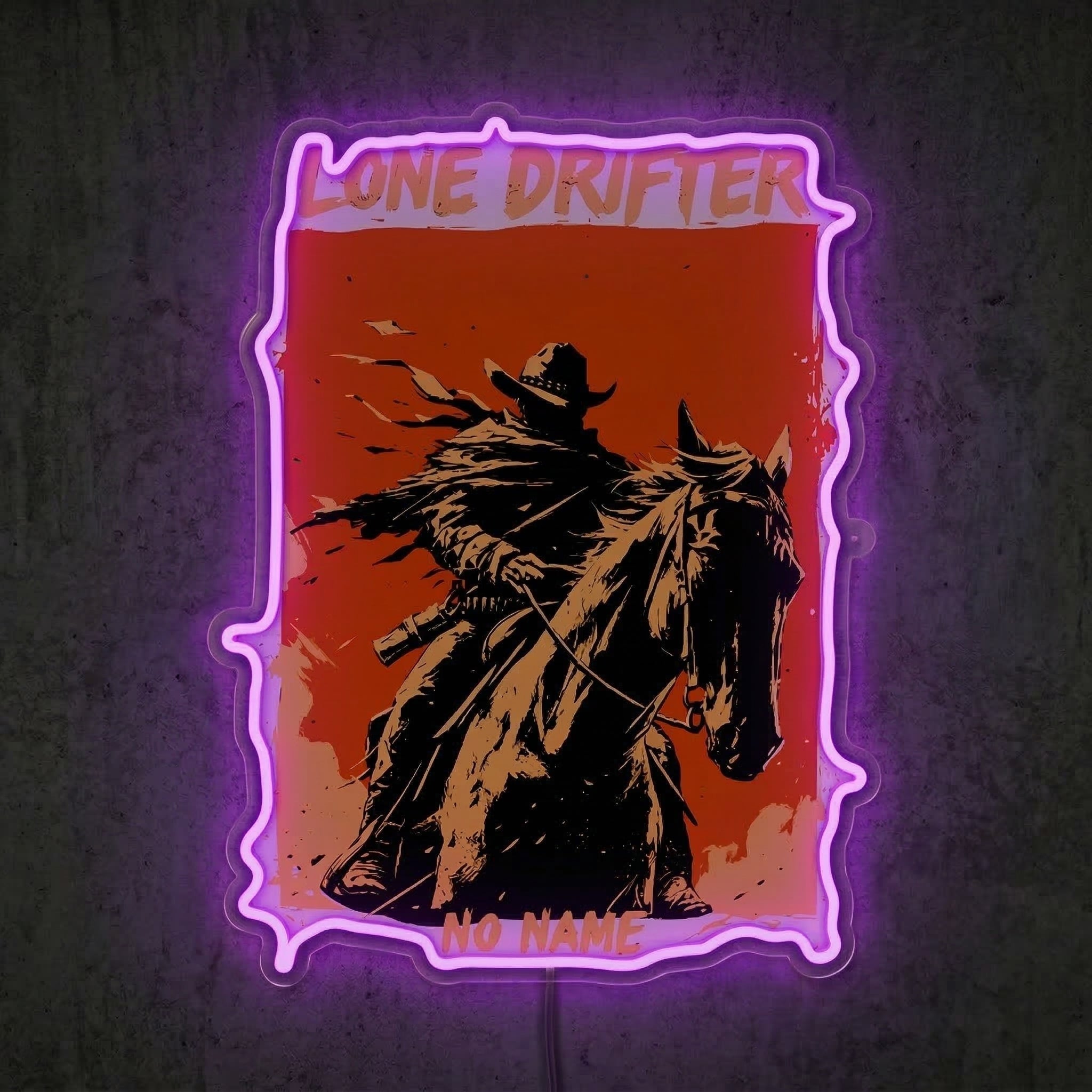 ShineNeon™ Lone Drifter Western Neon Sign Outlaw Cowboy Wall Art Decor USB Powered - Shineneon