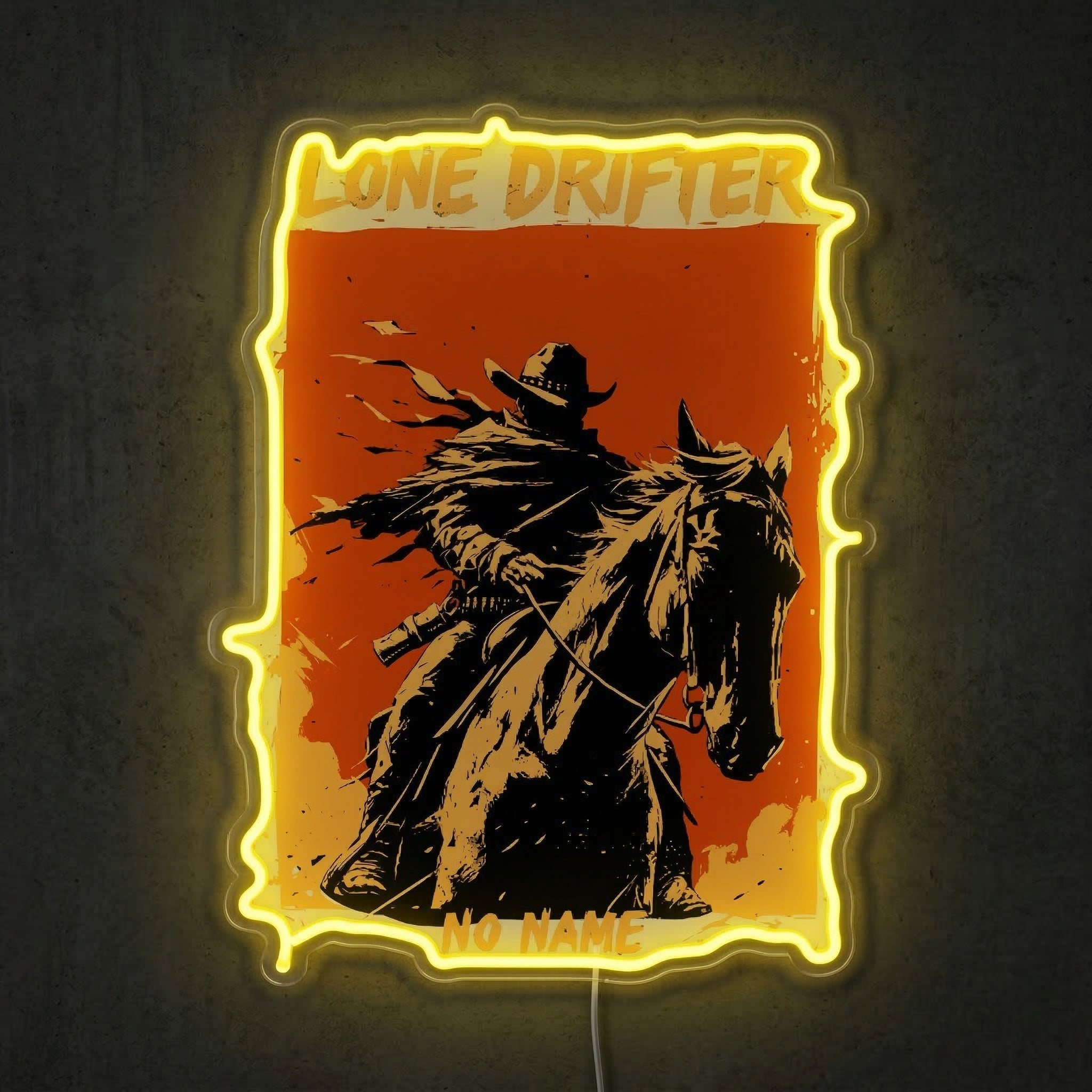 ShineNeon™ Lone Drifter Western Neon Sign Outlaw Cowboy Wall Art Decor USB Powered - Shineneon
