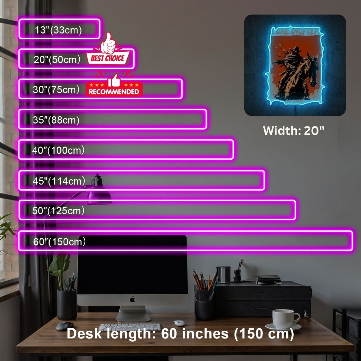 ShineNeon™ Lone Drifter Western Neon Sign Outlaw Cowboy Wall Art Decor USB Powered - Shineneon